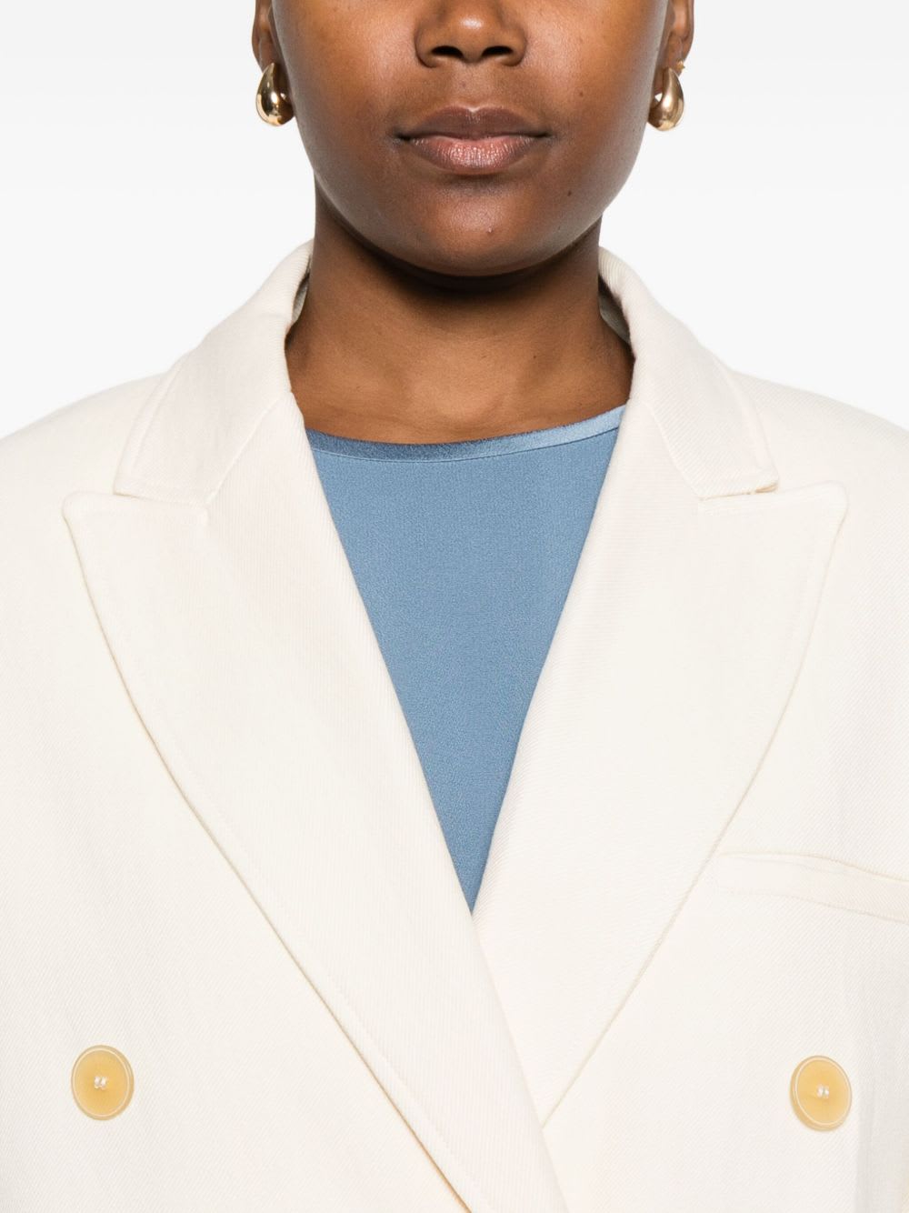 Forte Forte Double-breasted Tailored Jacket Featuring Flap Pockets In White