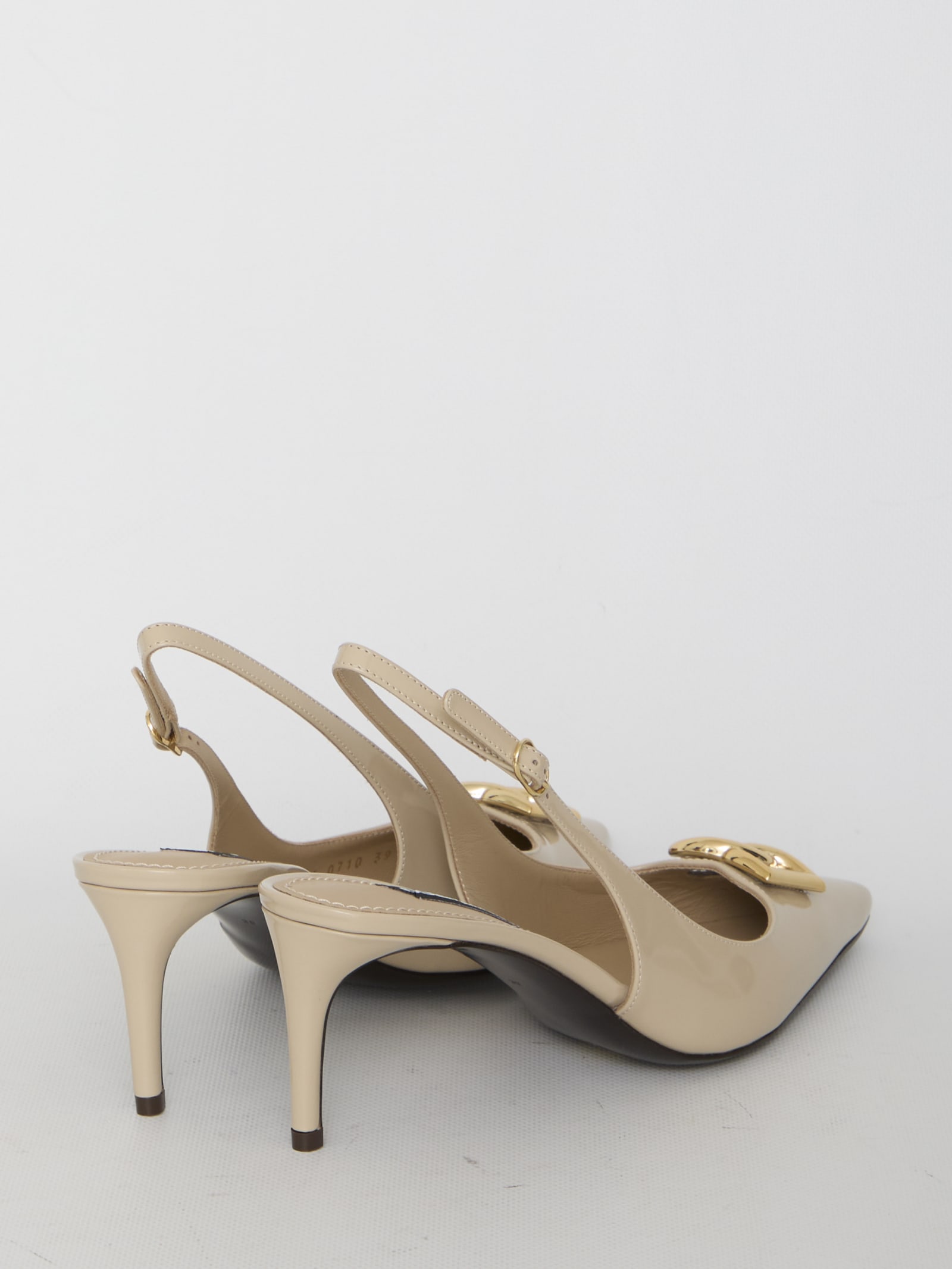 Shop Dolce & Gabbana Slingback In Shiny Leather In Neutrals