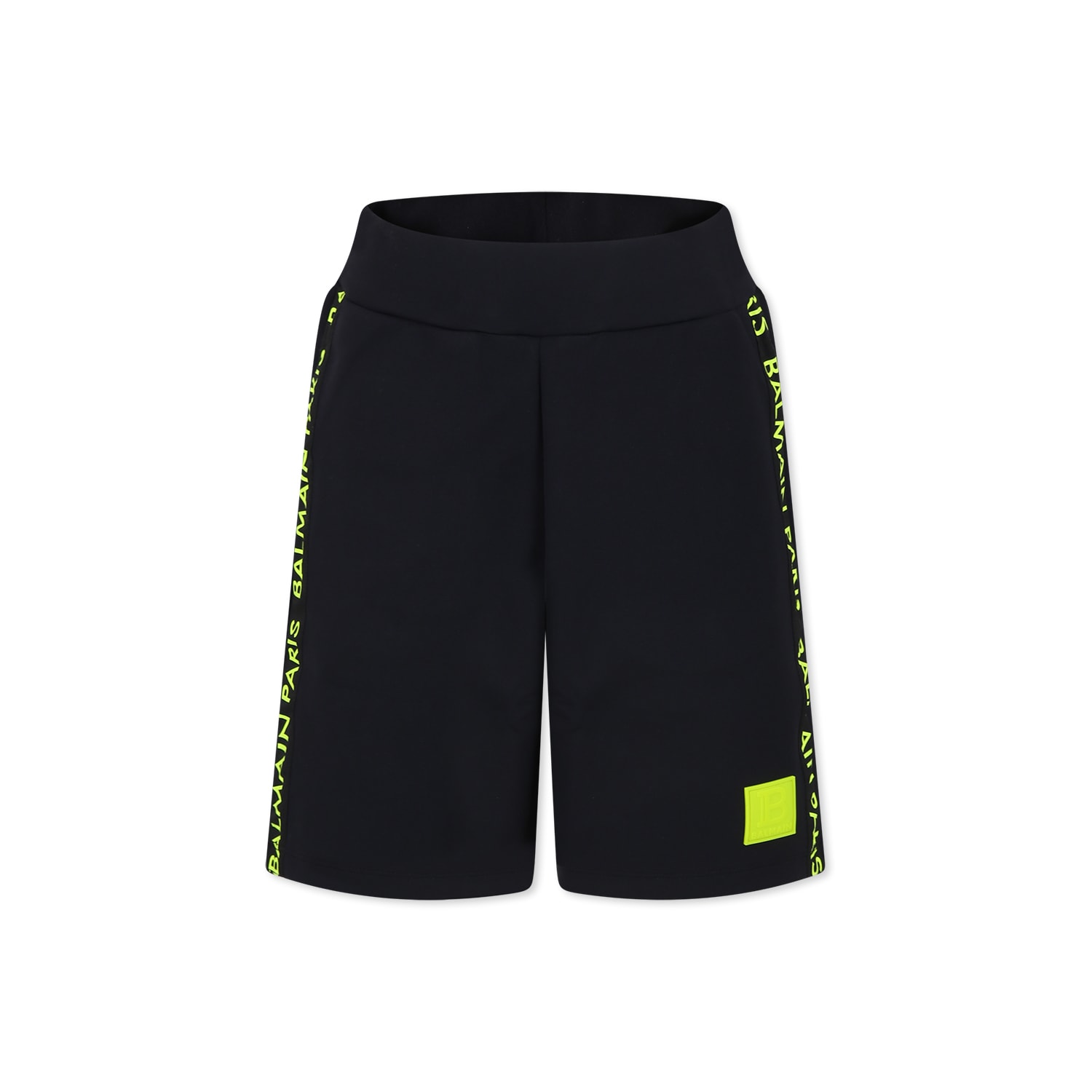 Shop Balmain Black Shorts For Boy With Logo