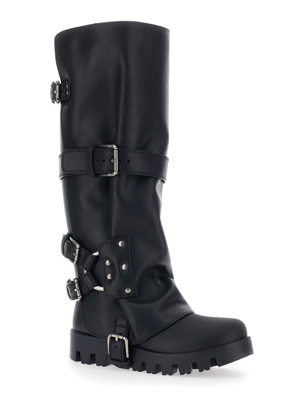 Dolce & Gabbana Boots In Rubber And Calfskin In Black