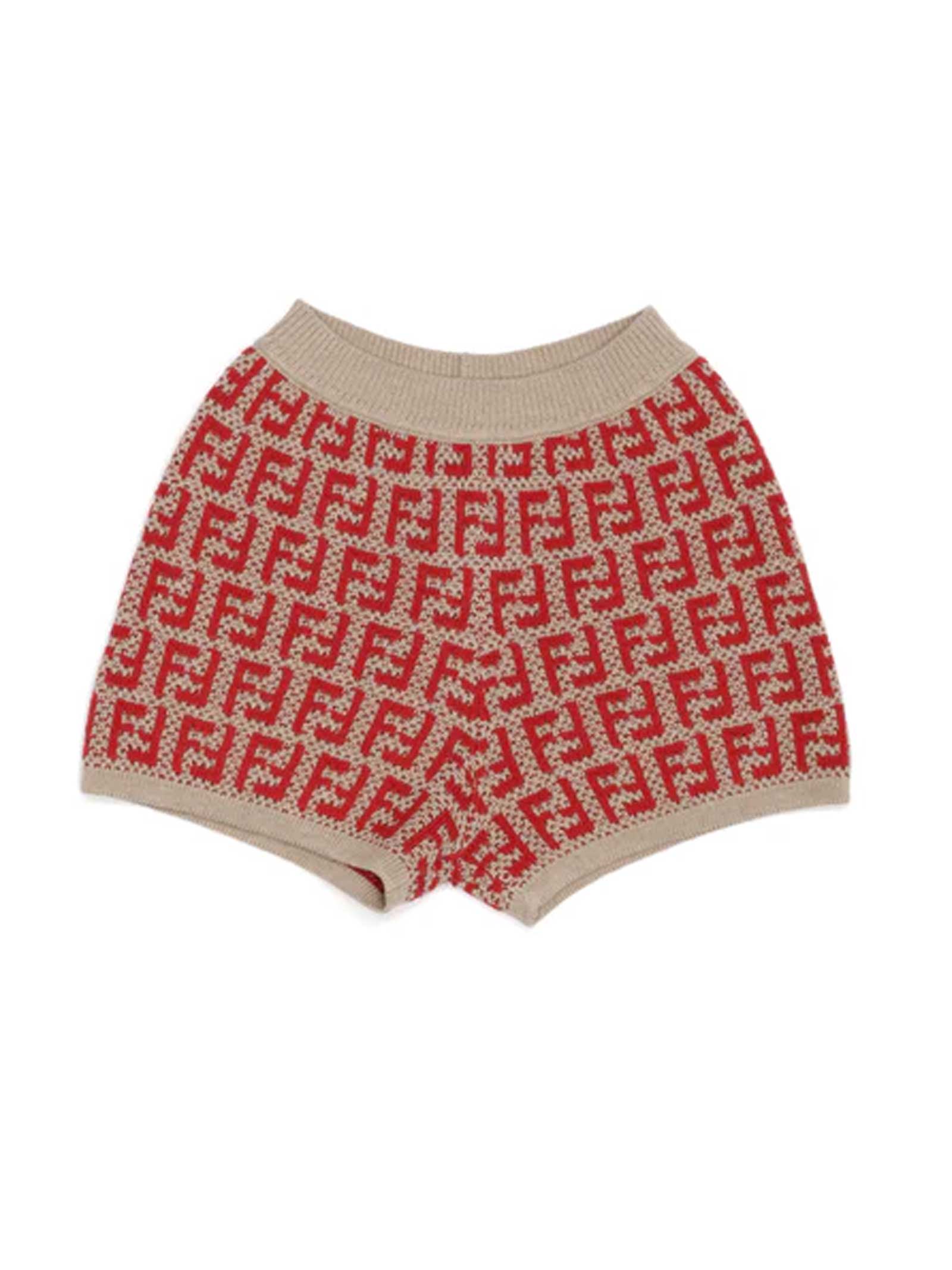 Fendi Beige And Red Shorts