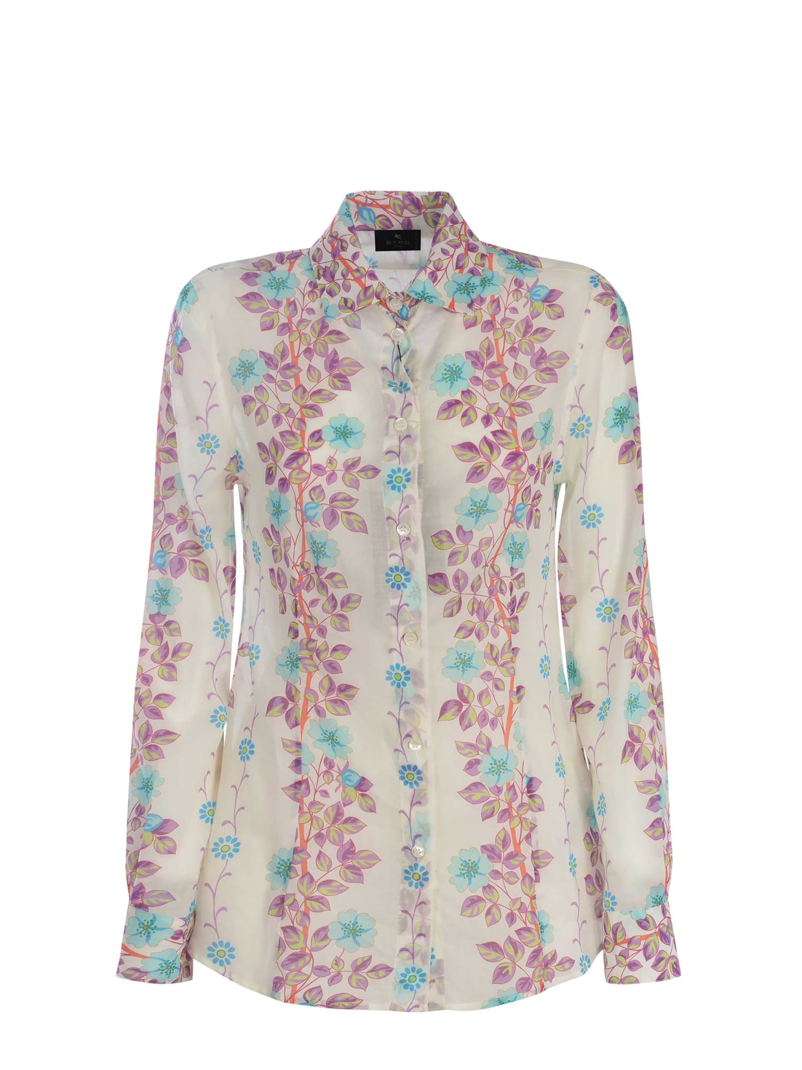 Shop Etro Shirt  Made Of Cotton Voile In Bianco