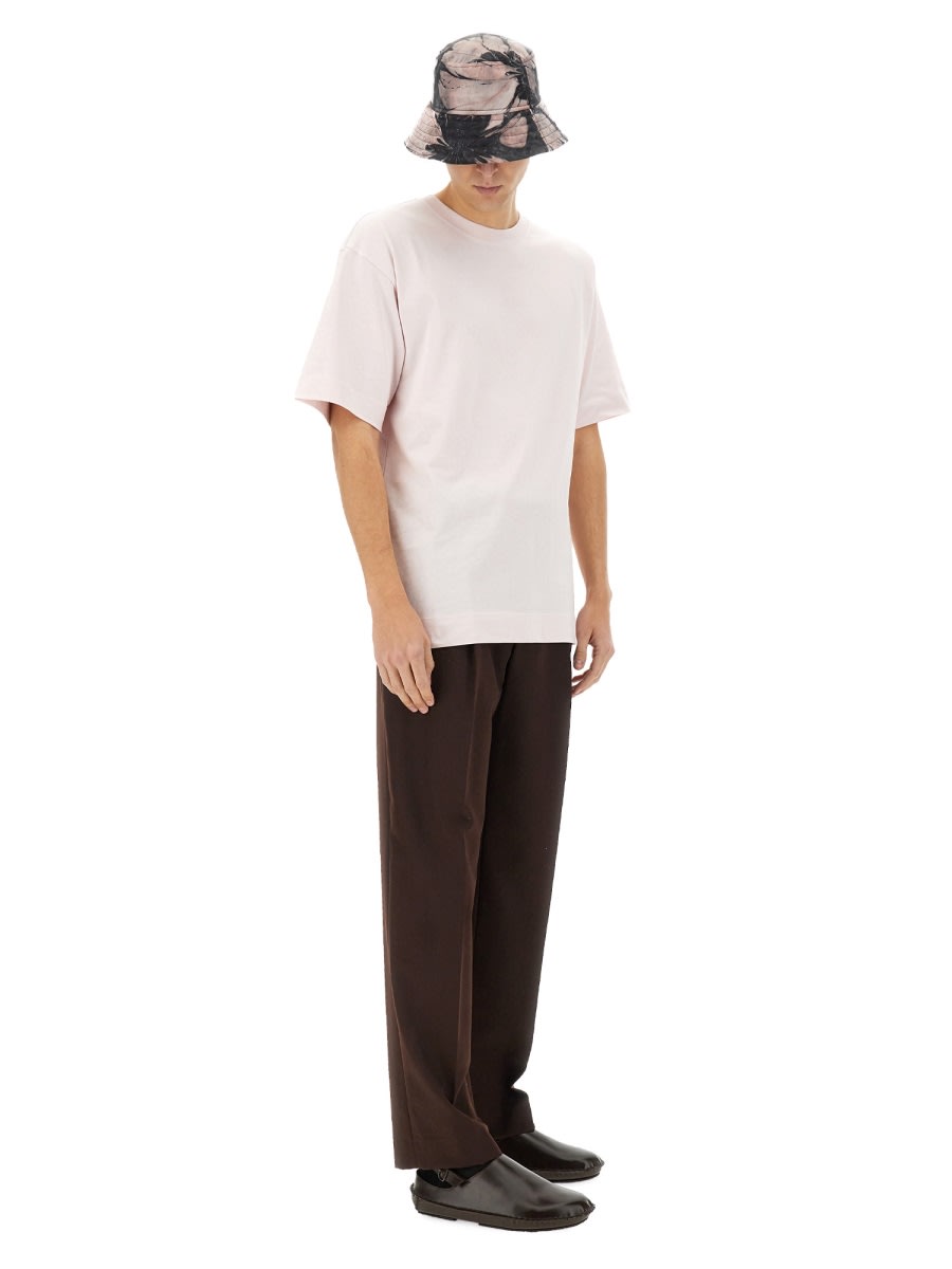 Dries Van Noten Crew Neck Short Sleeve Cotton T-shirt In Neutral