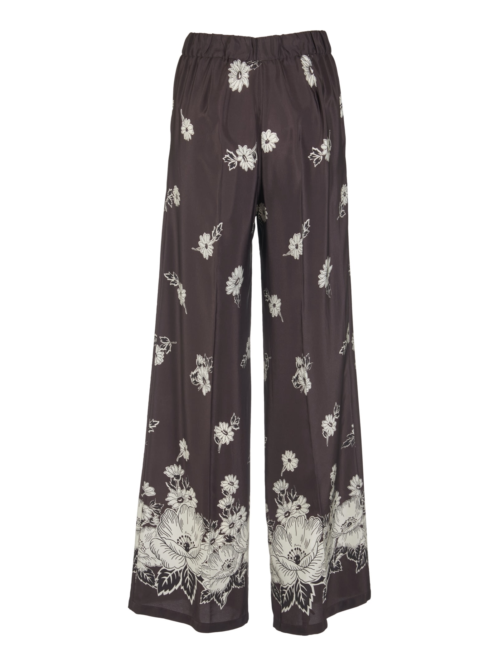 P.a.r.o.s.h Floral Straight Trousers In Brown