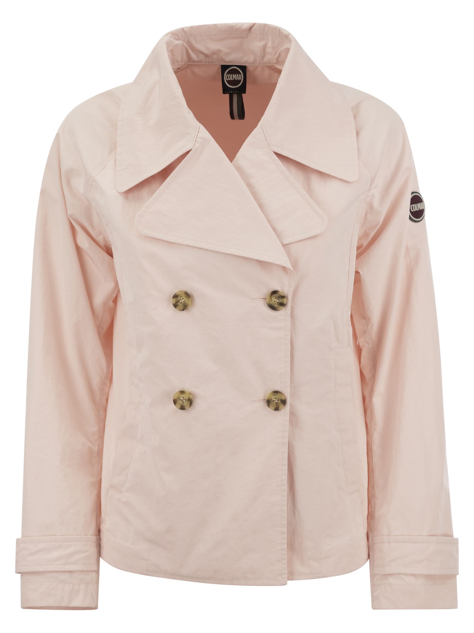 Shop Colmar Double-breasted Blazer In Cotton Fabric In Pink