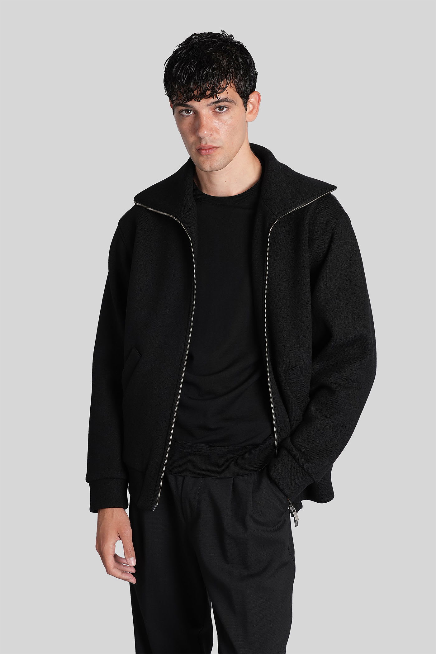 Barena Venezia High-neck Zip-front Cardigan In Black