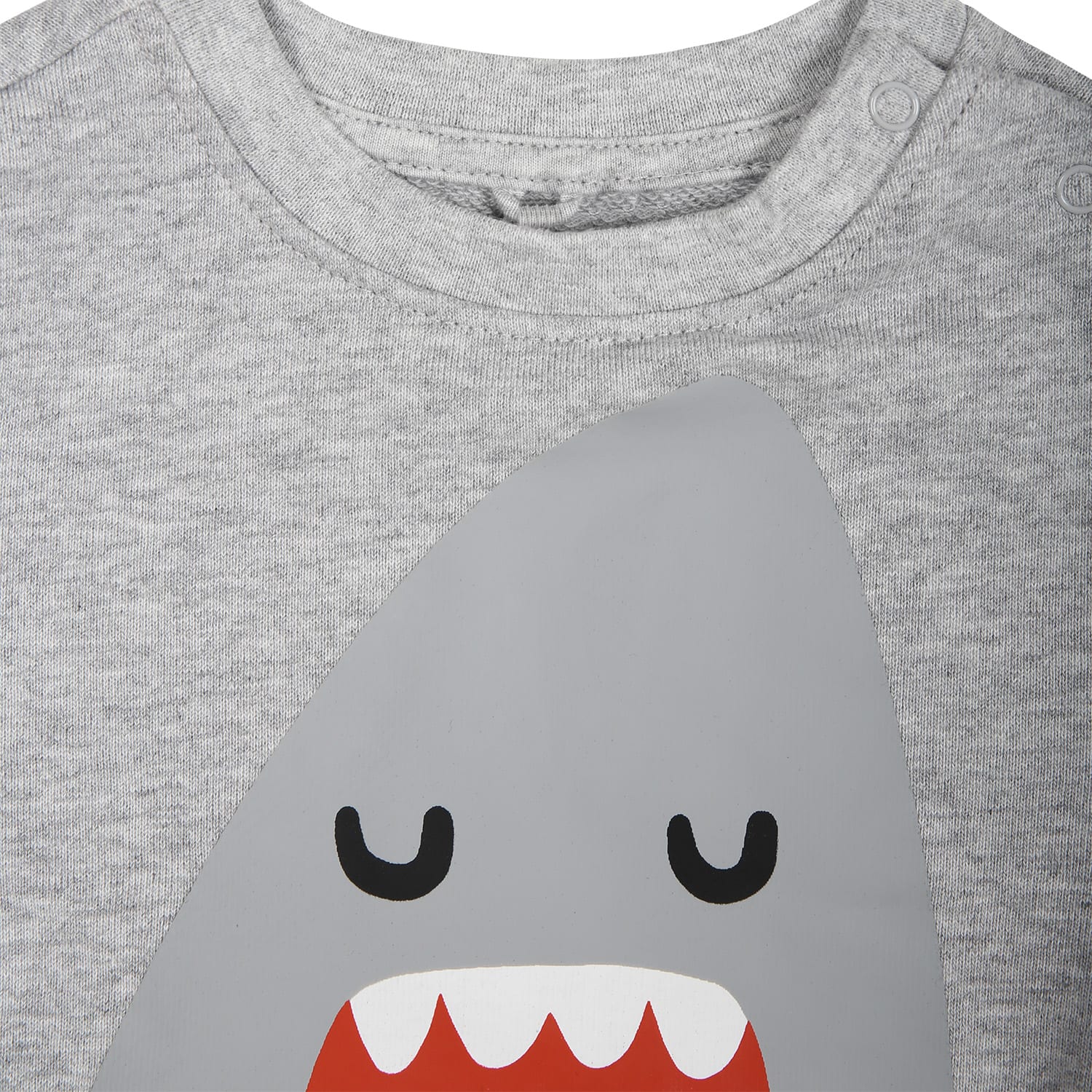 Shop Stella Mccartney Gray Sweatshirt For Baby Boy With Shark Print In Grey