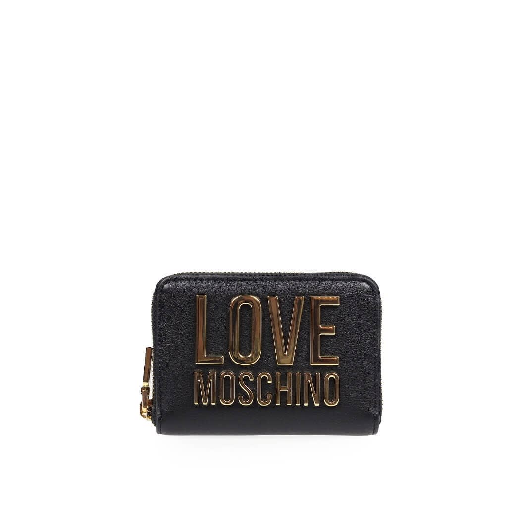 Love Moschino Black Small Wallet With Gold Logo