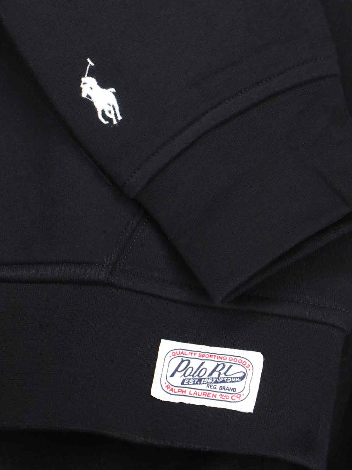 Shop Polo Ralph Lauren Logo Hoodie In Black