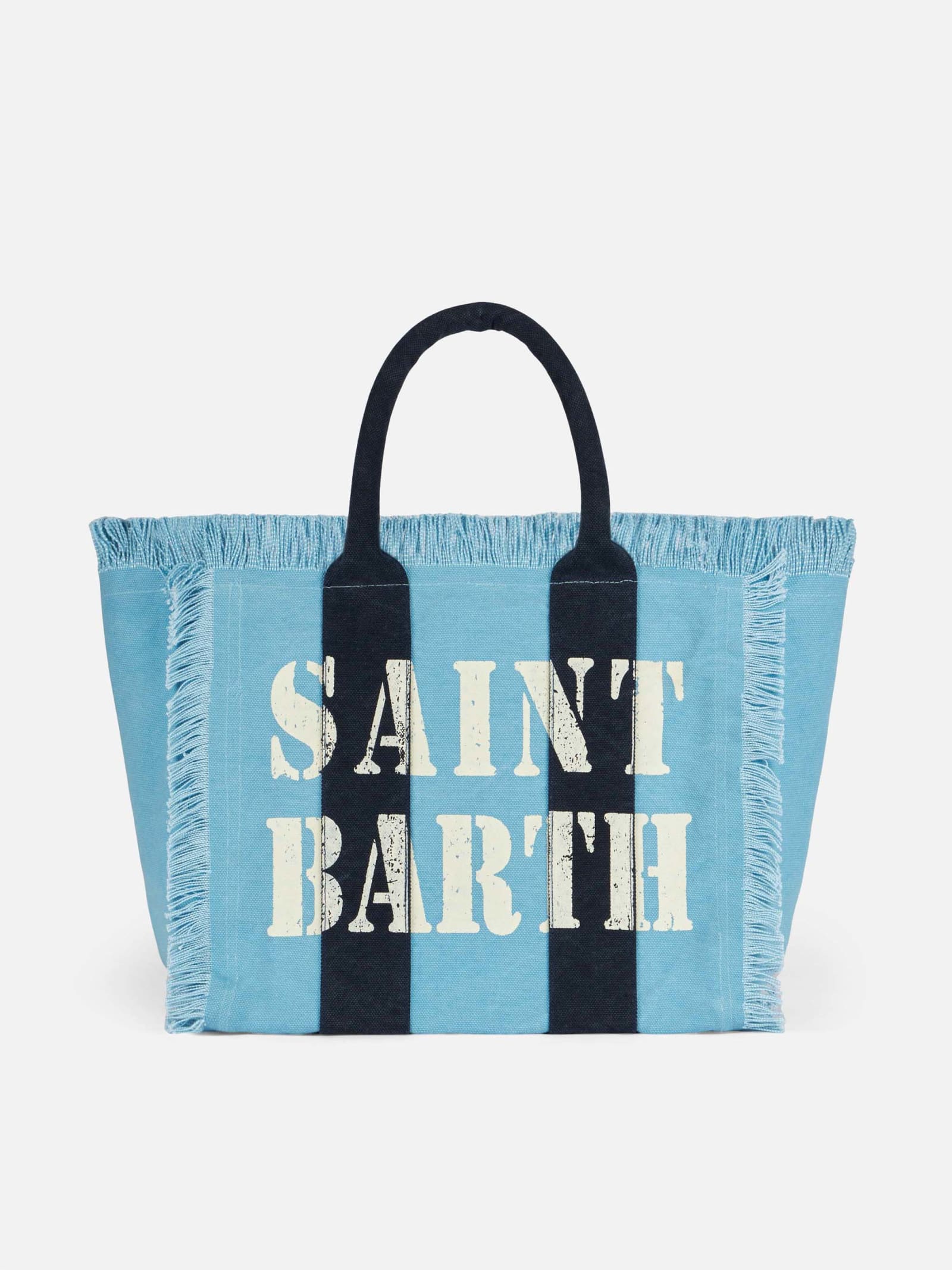 Mc2 Saint Barth Vanity Canvas Shoulder Bag With Saint Barth Logo In Blue