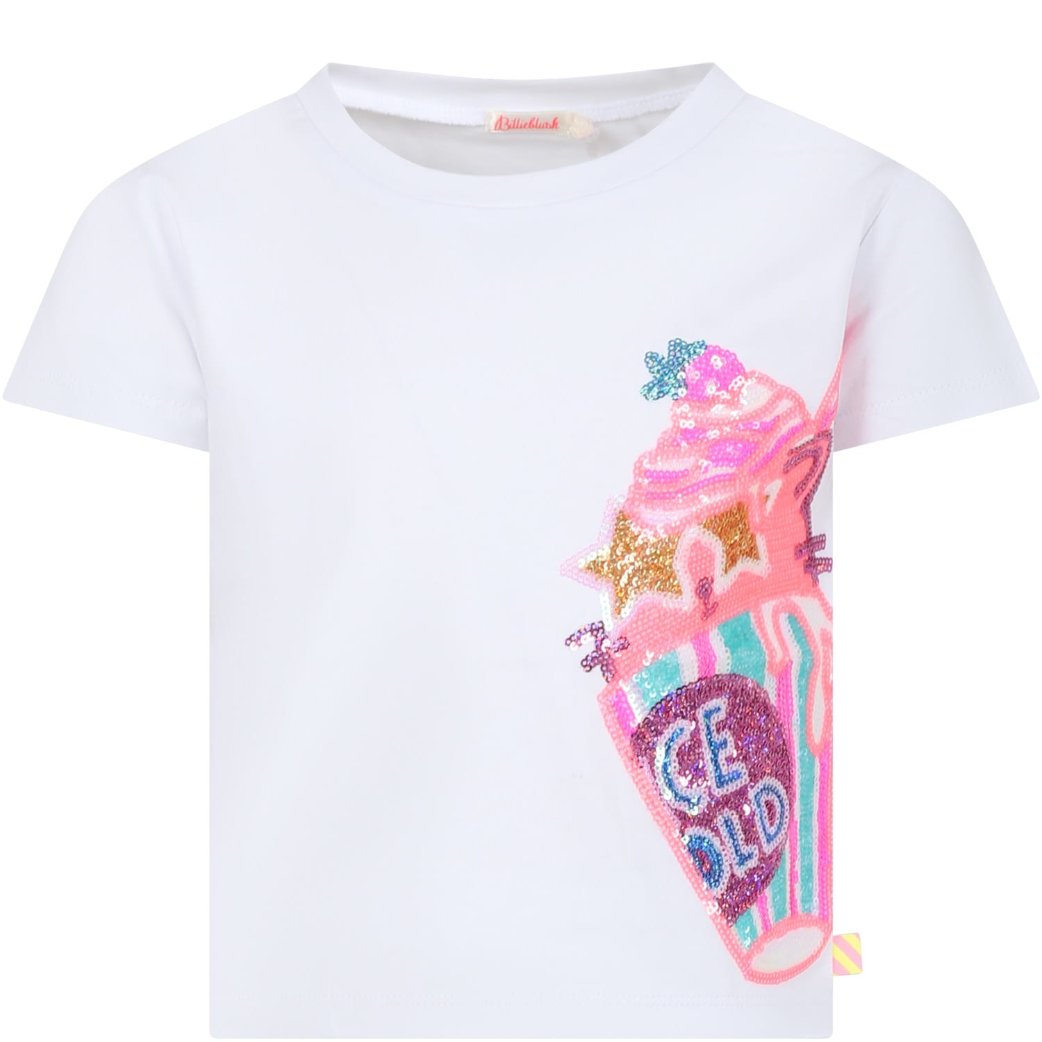 Shop Billieblush White T-shirt For Girl With Multicolor Print