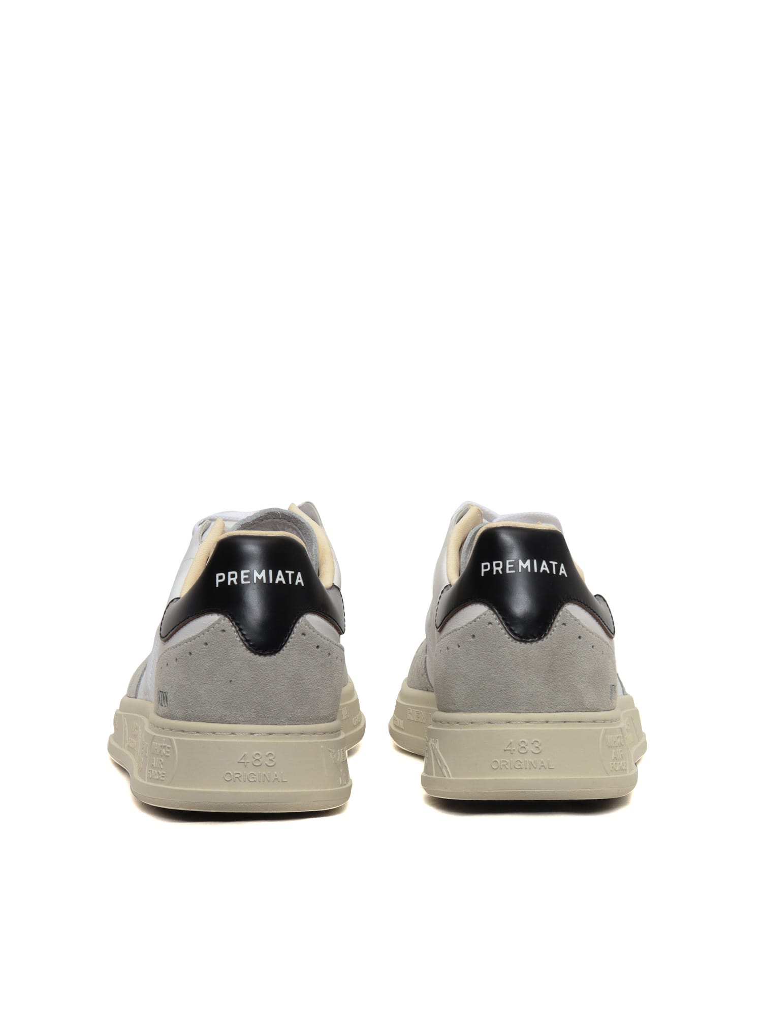 Premiata White Calf Leather Bos Taurus Low Top Sneakers In Gray