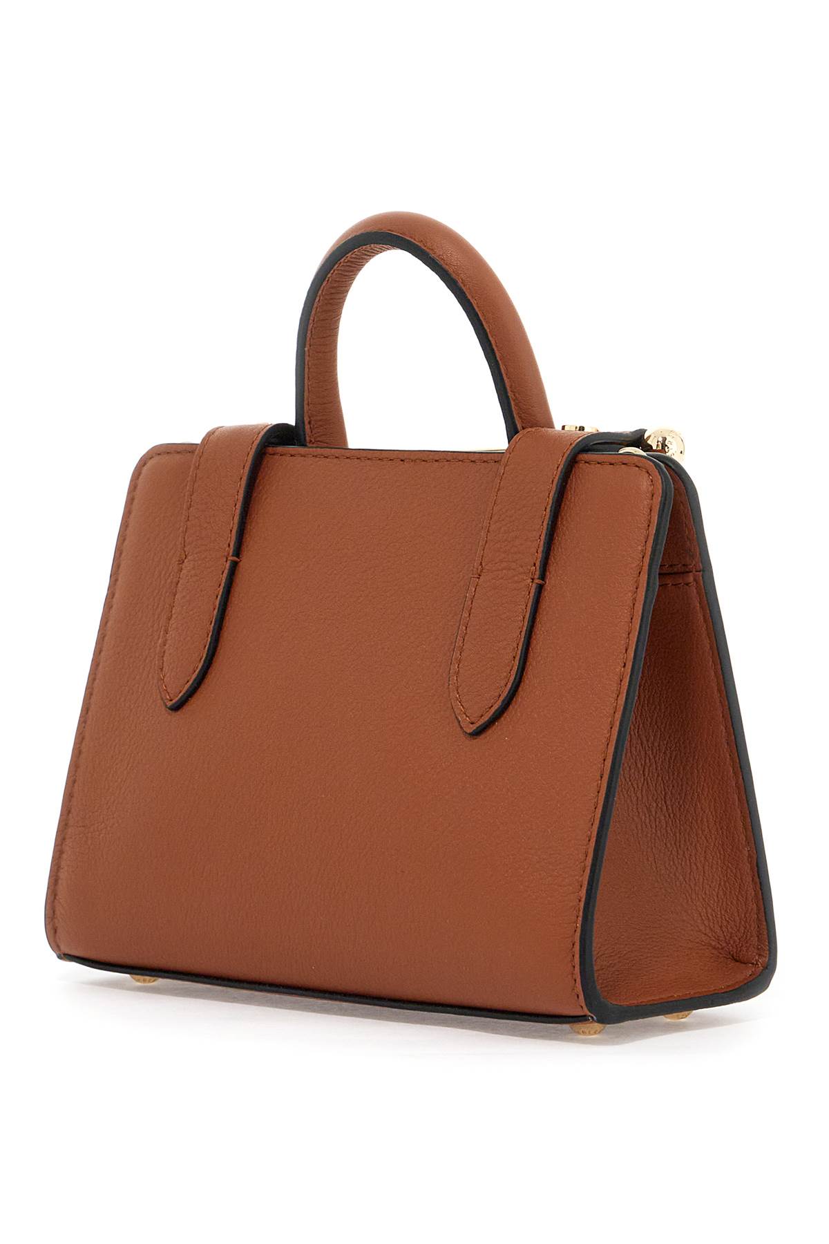 Shop Strathberry Nano Tote Leather Bag In Chestnut (brown)