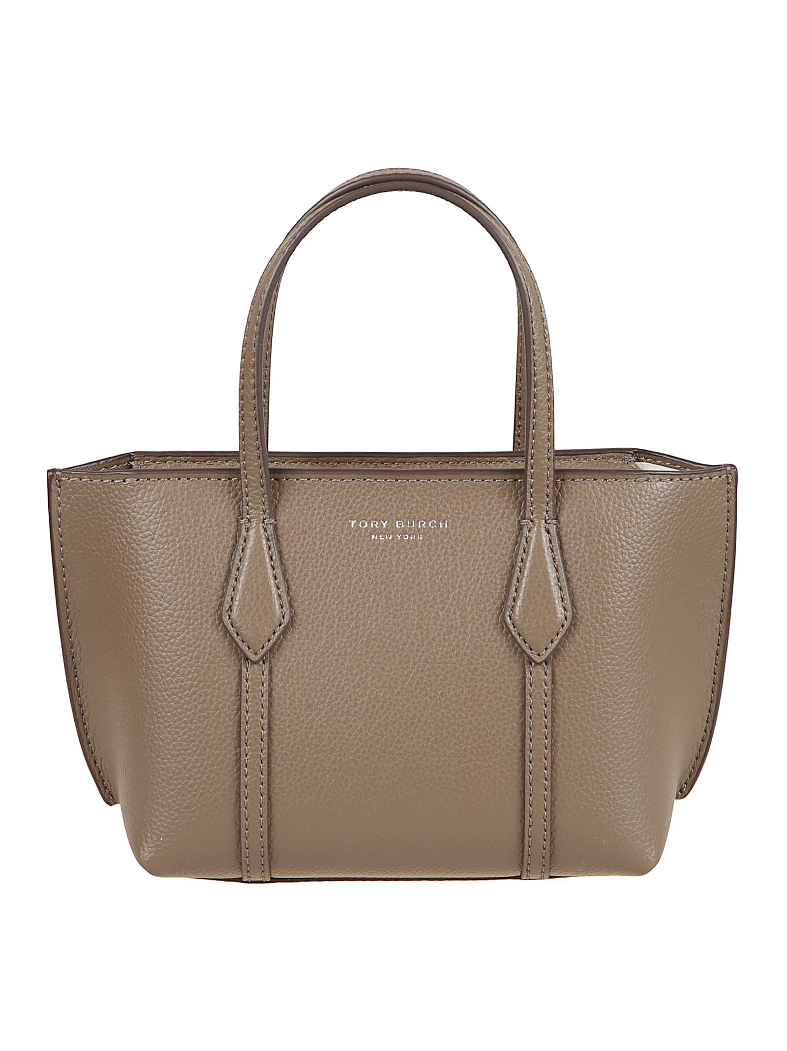 Tory Burch Perry Mini Leather Tote In Brown
