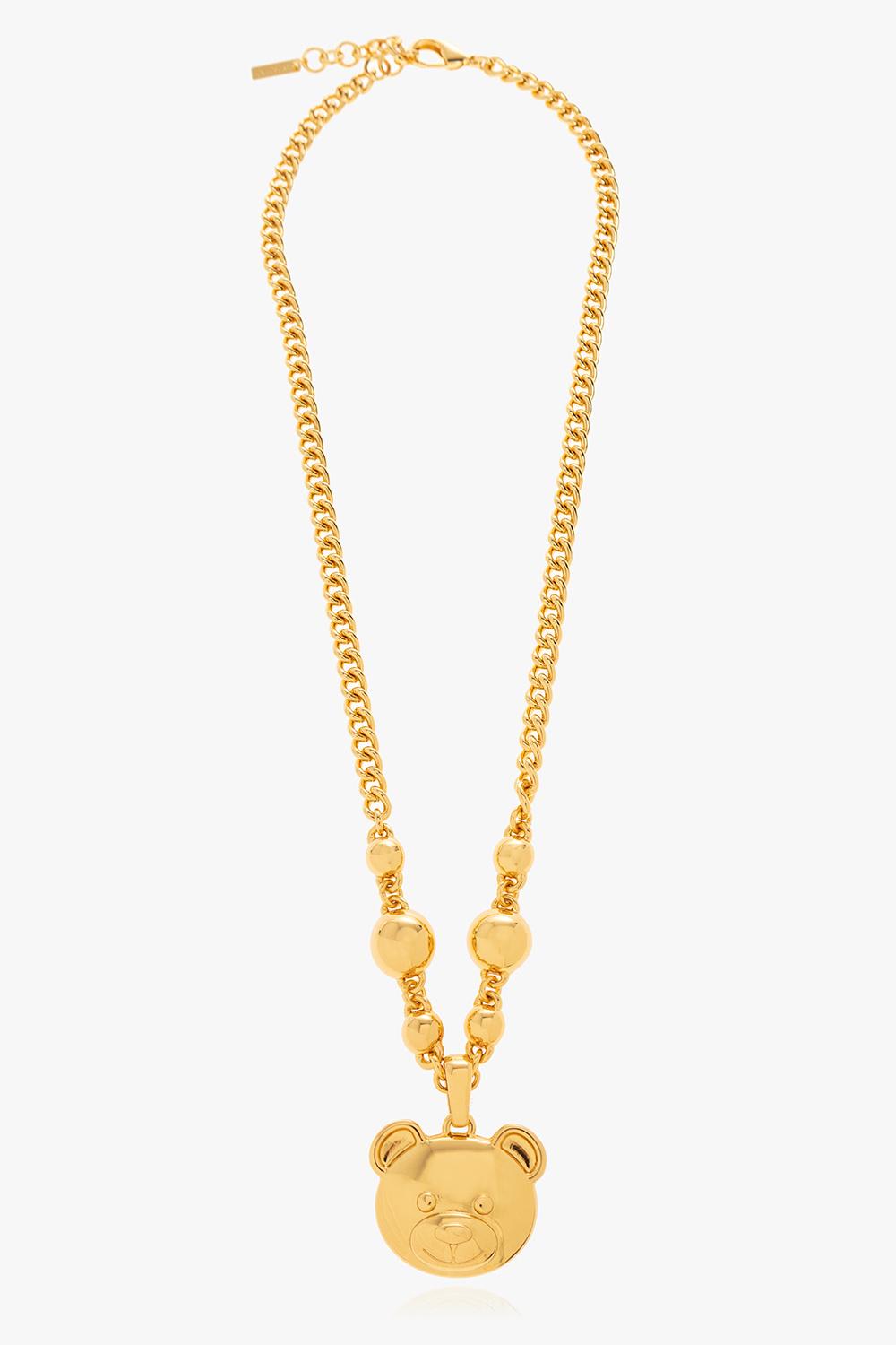 Shop Moschino Necklace With Teddy Bear Head In Gold