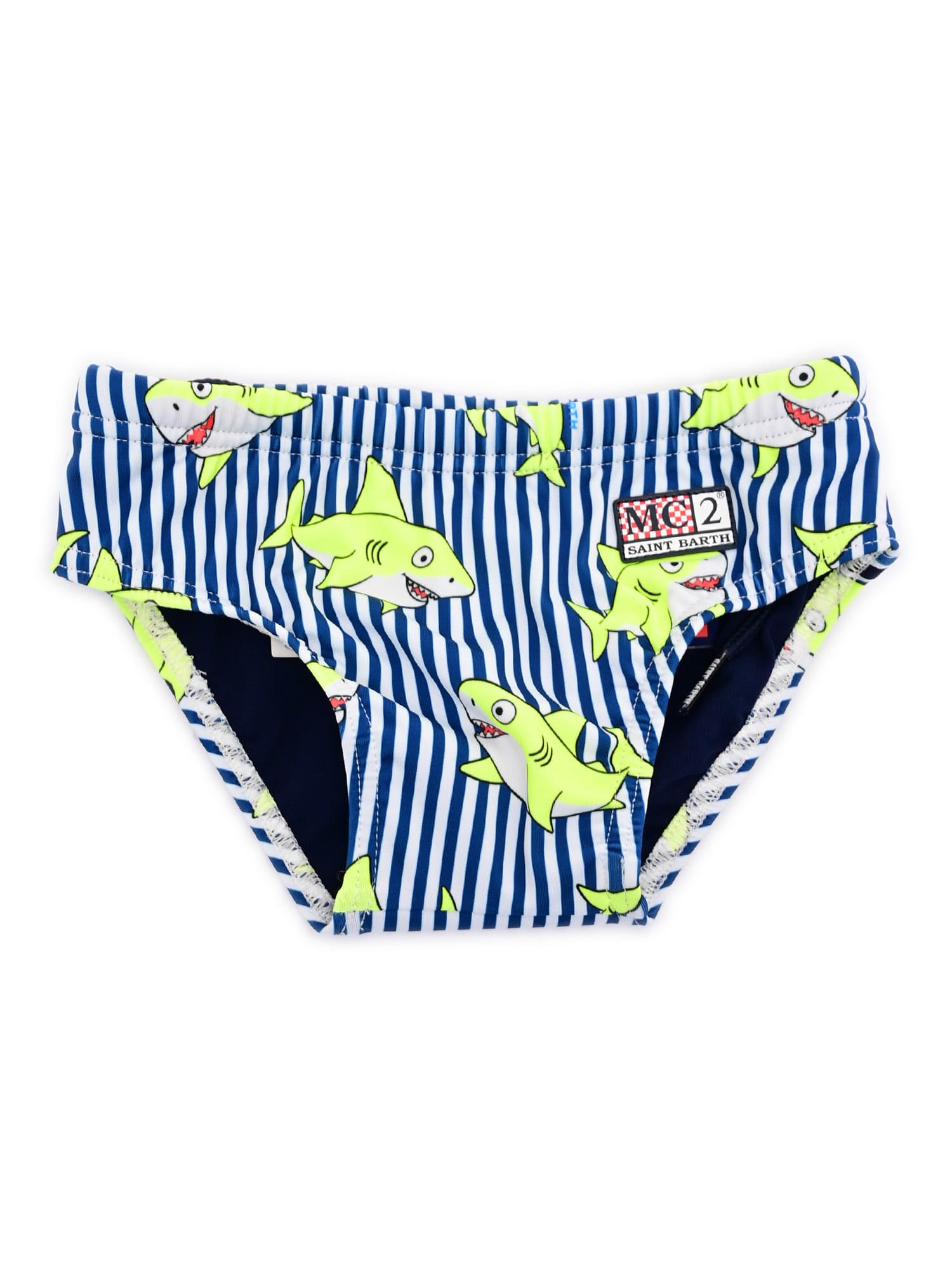 Mc2 Saint Barth Kids' Billy-cool Shark Stripes S 61 In Blue