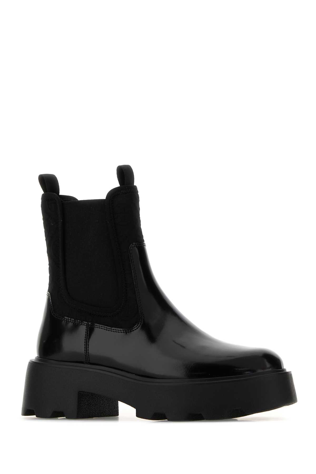 Tory Burch Black Leather And Fabric Chelsea Ankle Boots In Animal Print