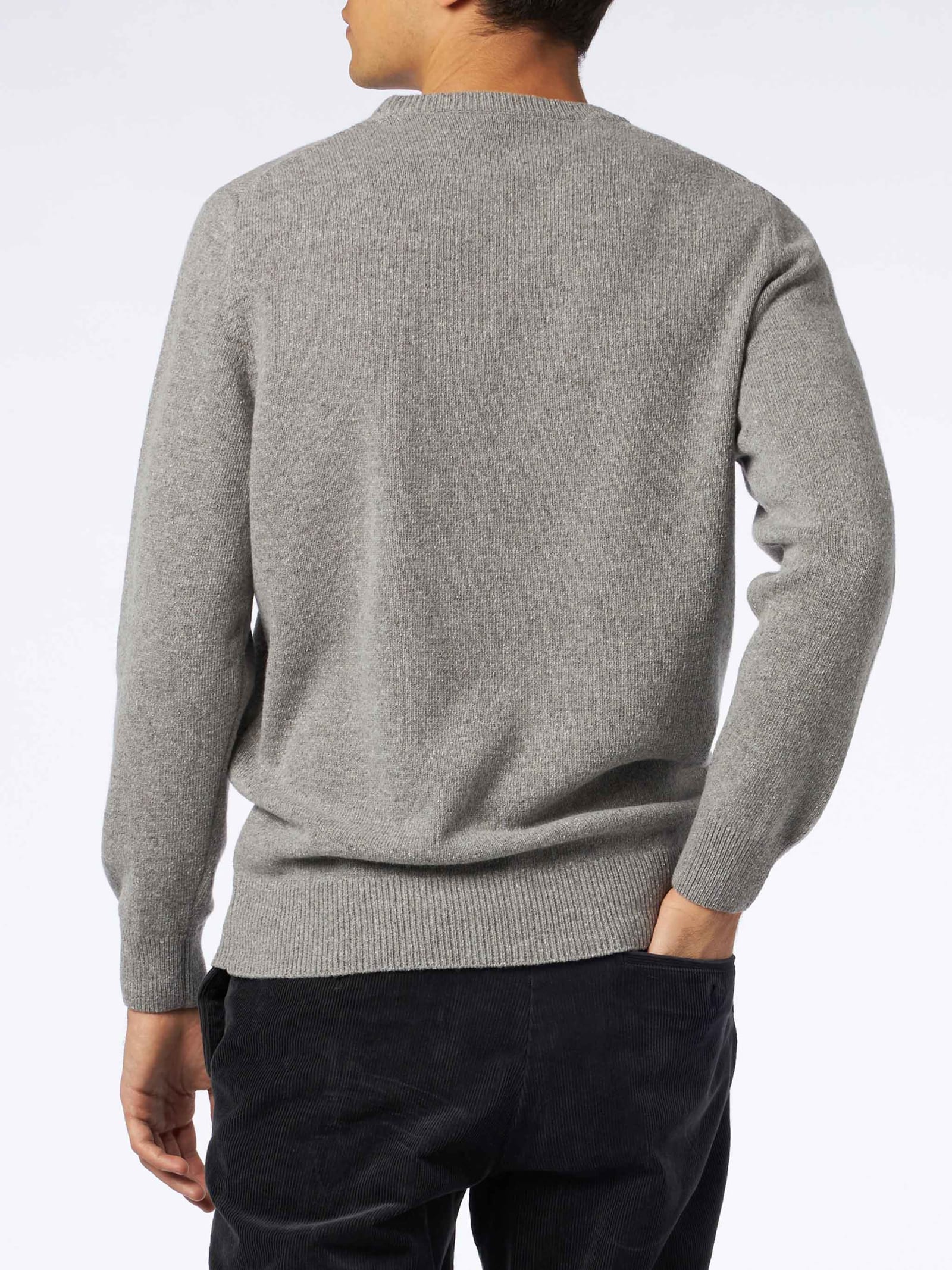 Shop Mc2 Saint Barth Man Crewneck Donegal Sweater With Country Dog Jacquard Print In Grey