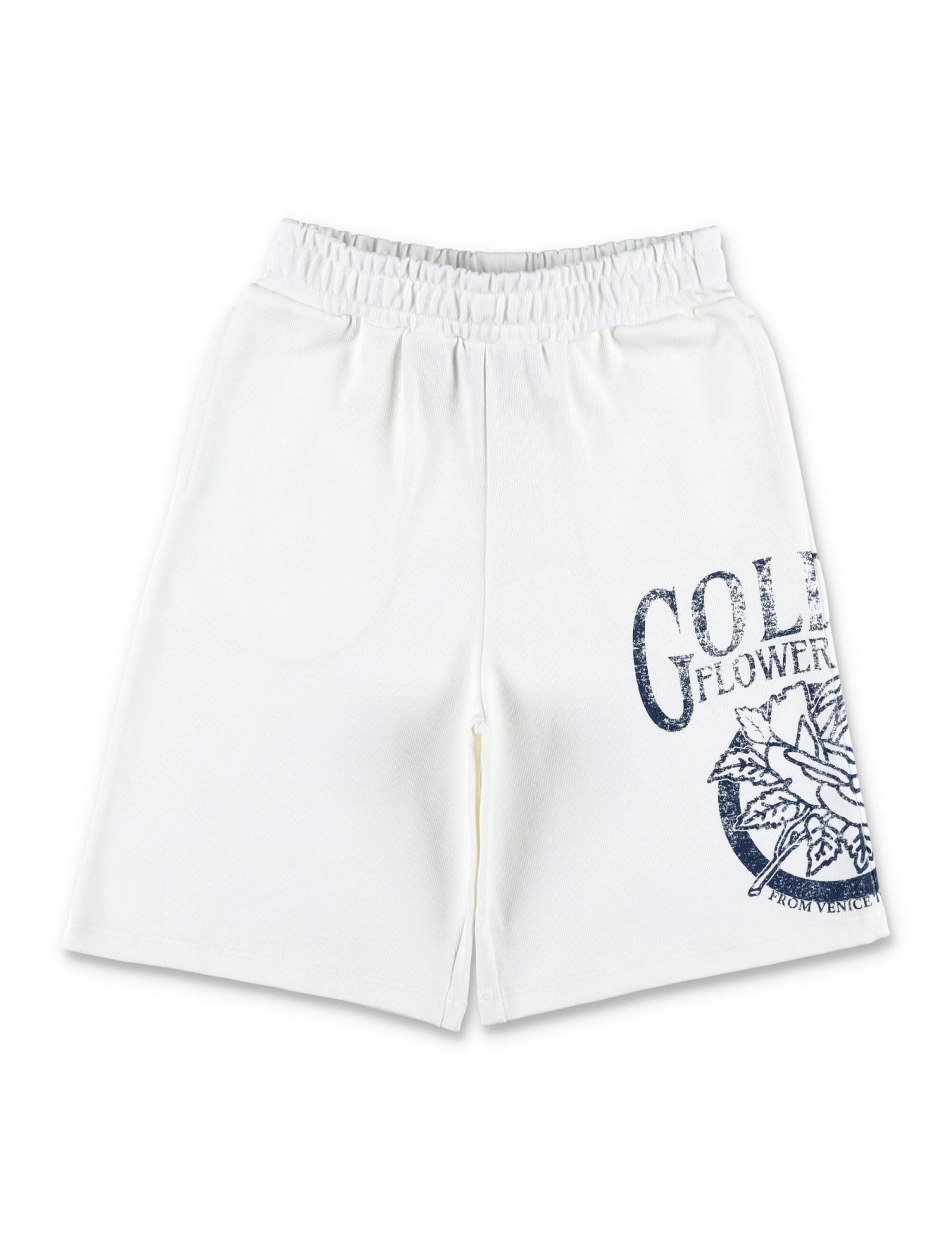 Shop Golden Goose Printed Sweat-shorts In Artic Wolf/eclipse