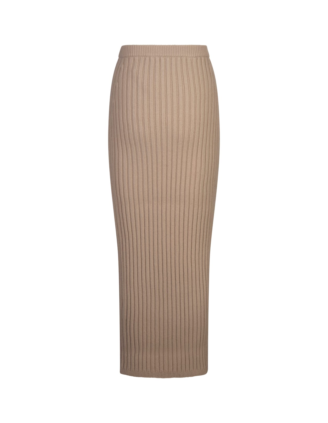Max Mara Seta Wool And Cashmere Knit Skirt In Brown