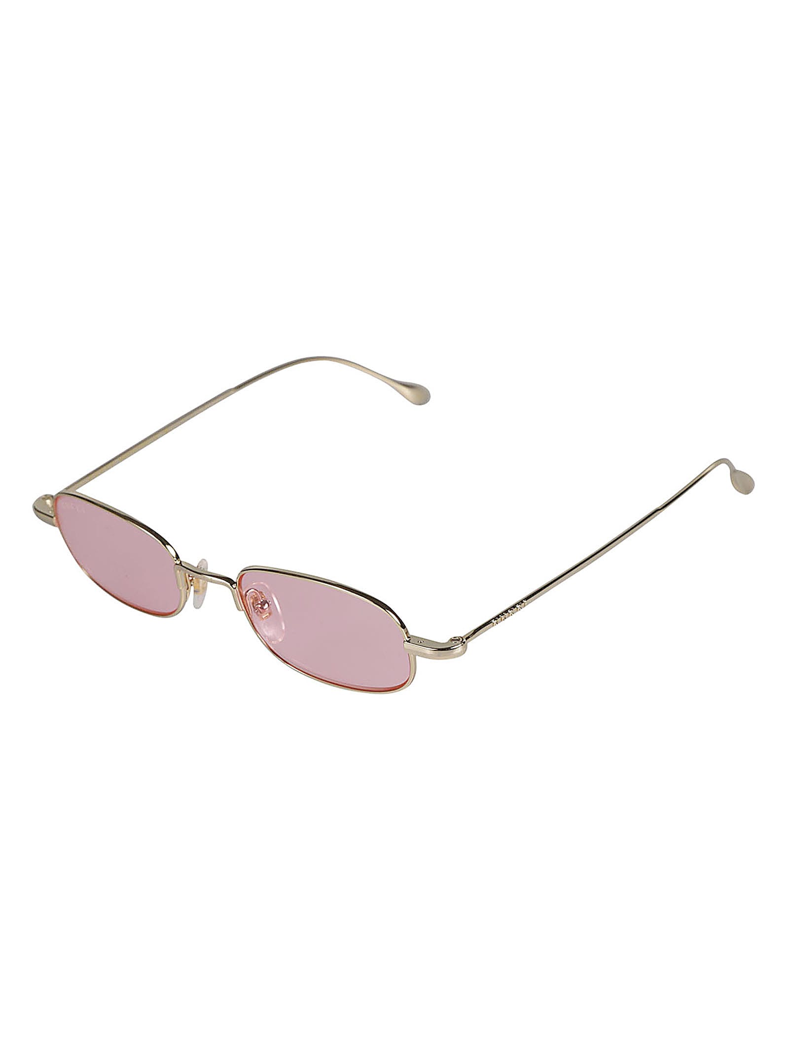 Shop Gucci Oval Logo Lens Sunglasses In Gold