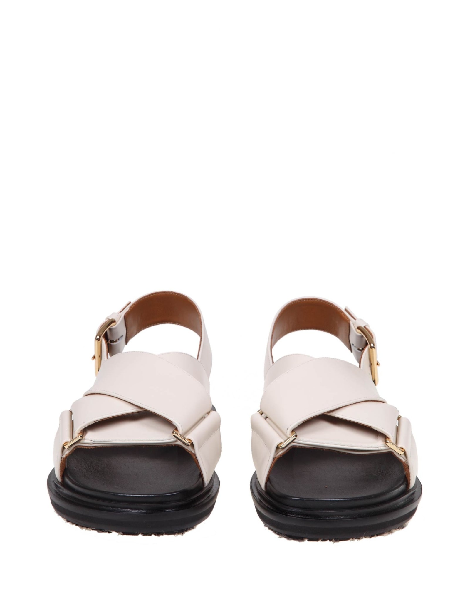 Shop Marni Fussbett Sandal In White Leather In Cream