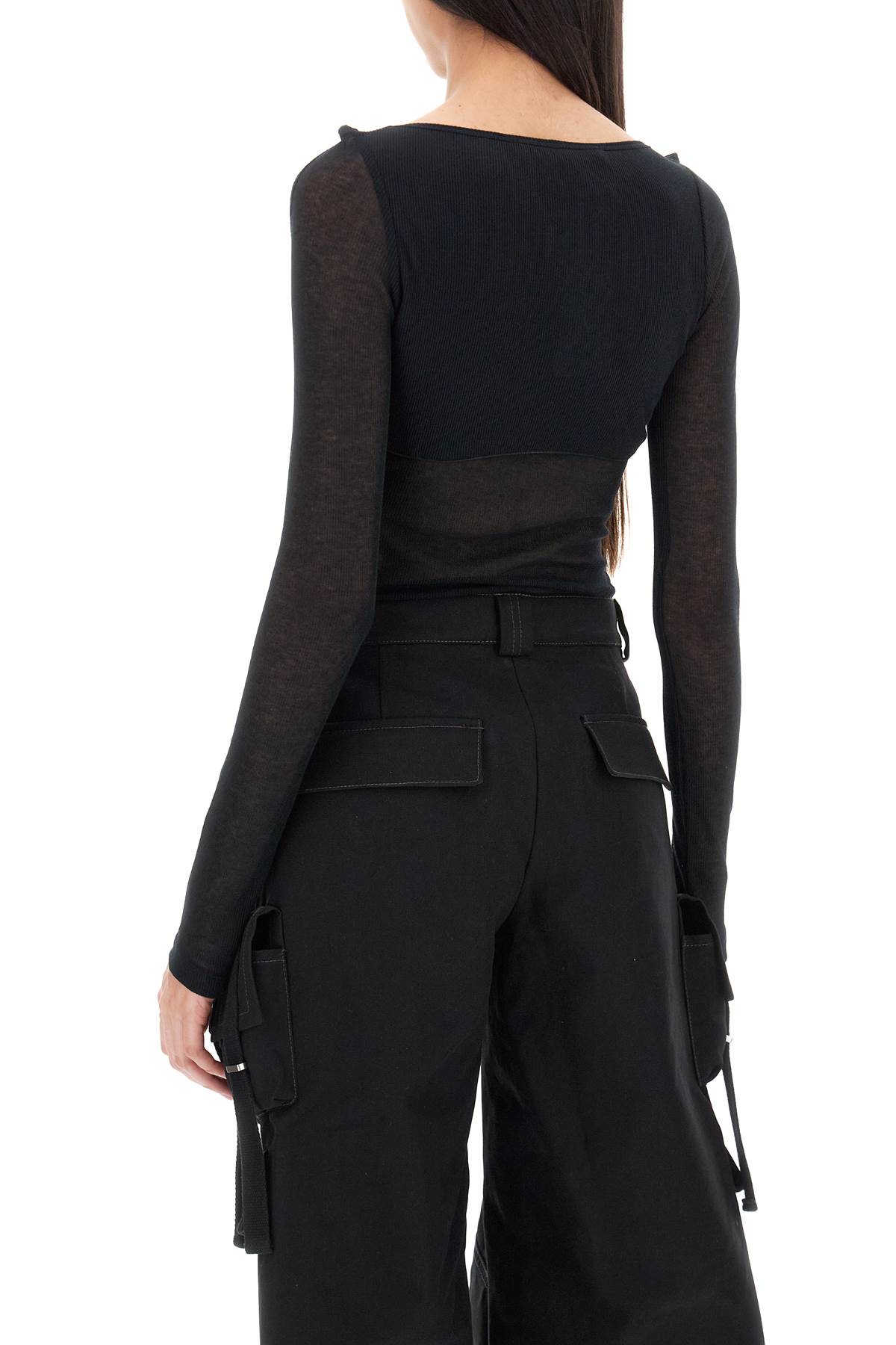 Shop Dion Lee Long-sleeved Bodysuit With Cut-outs In Black (black)