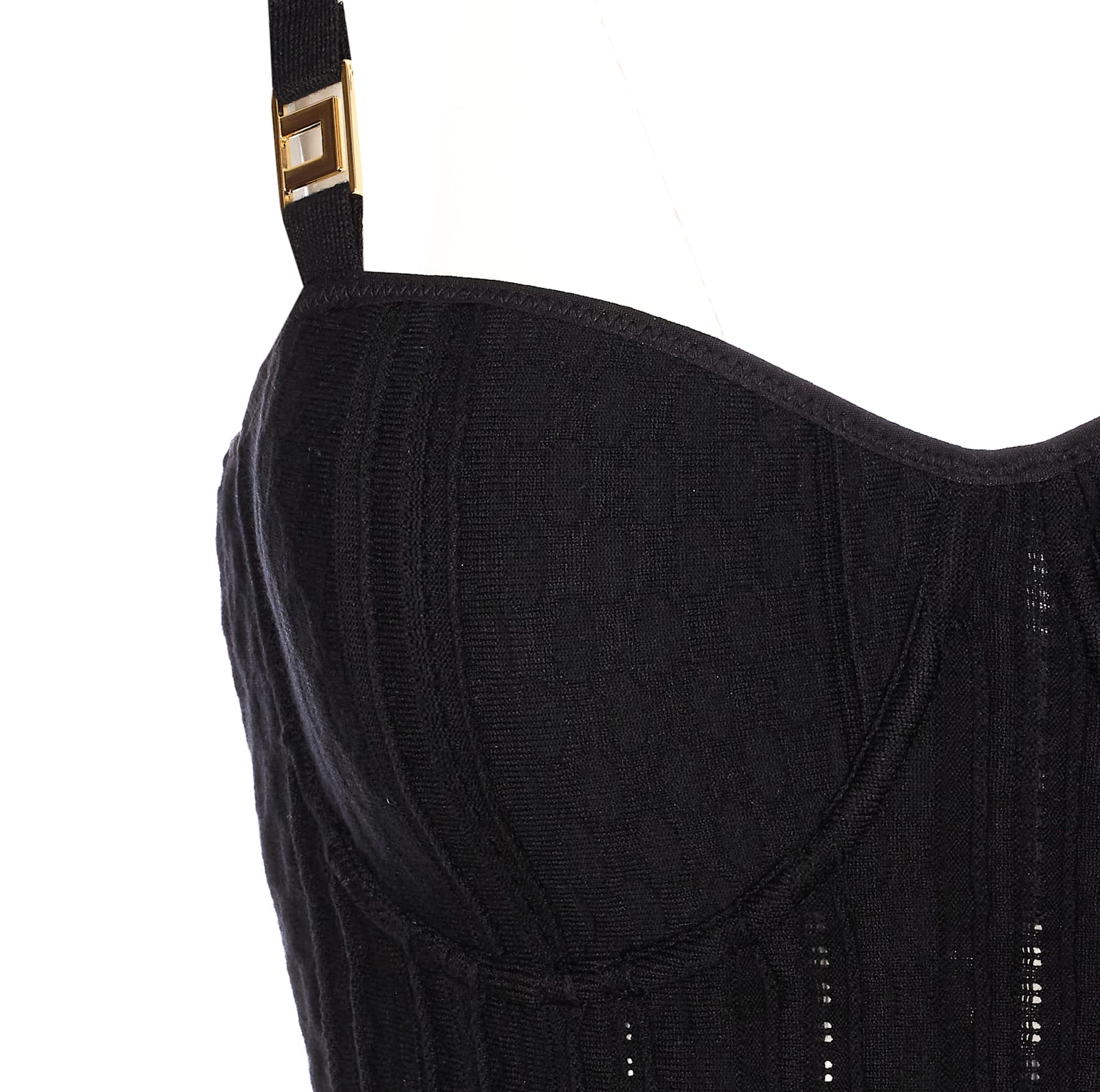 Elisabetta Franchi Heart Neck Backless Pleated Gown Dress In Black
