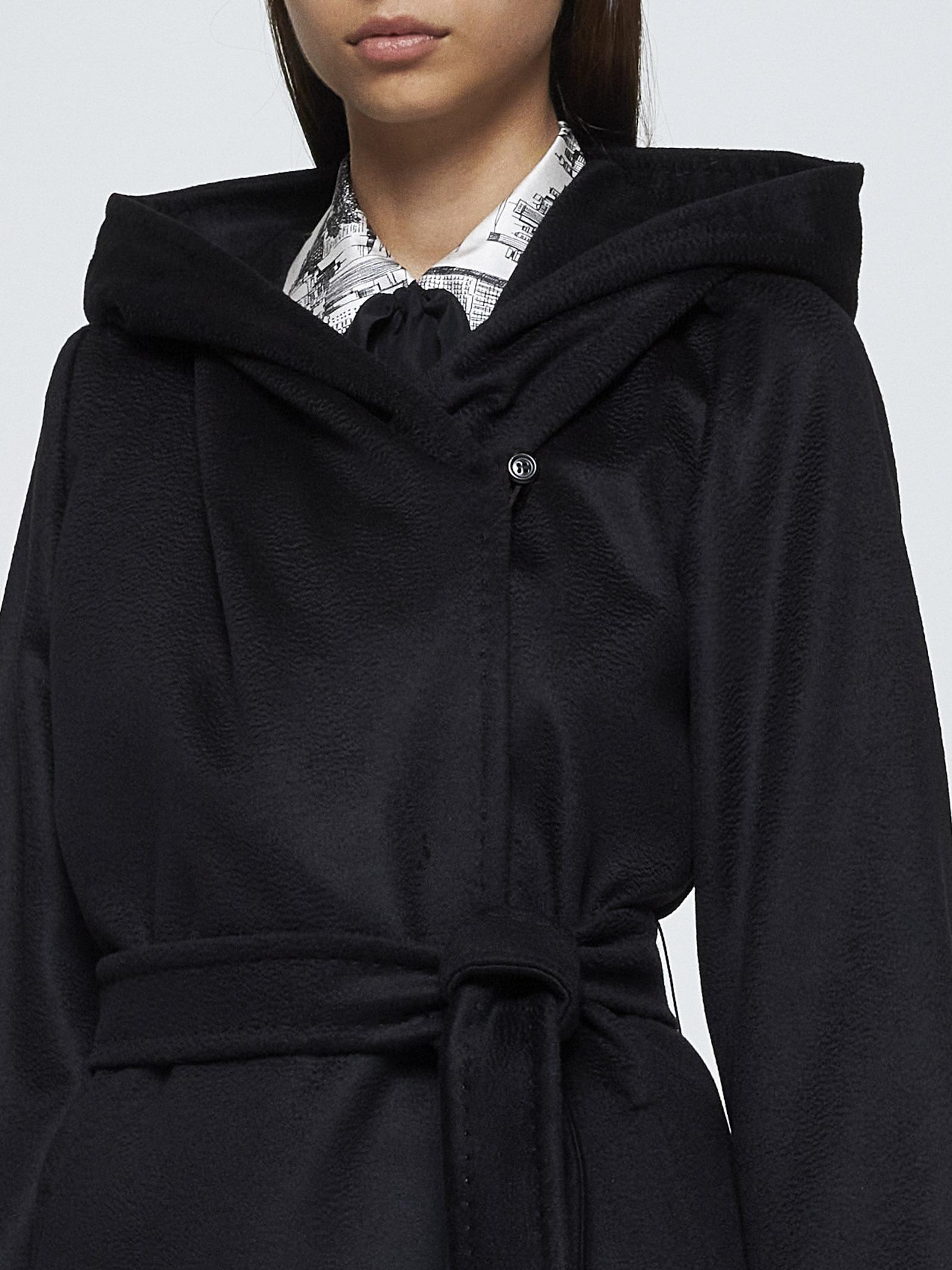 Shop Max Mara Newmang Hooded Wool Coat In Nero