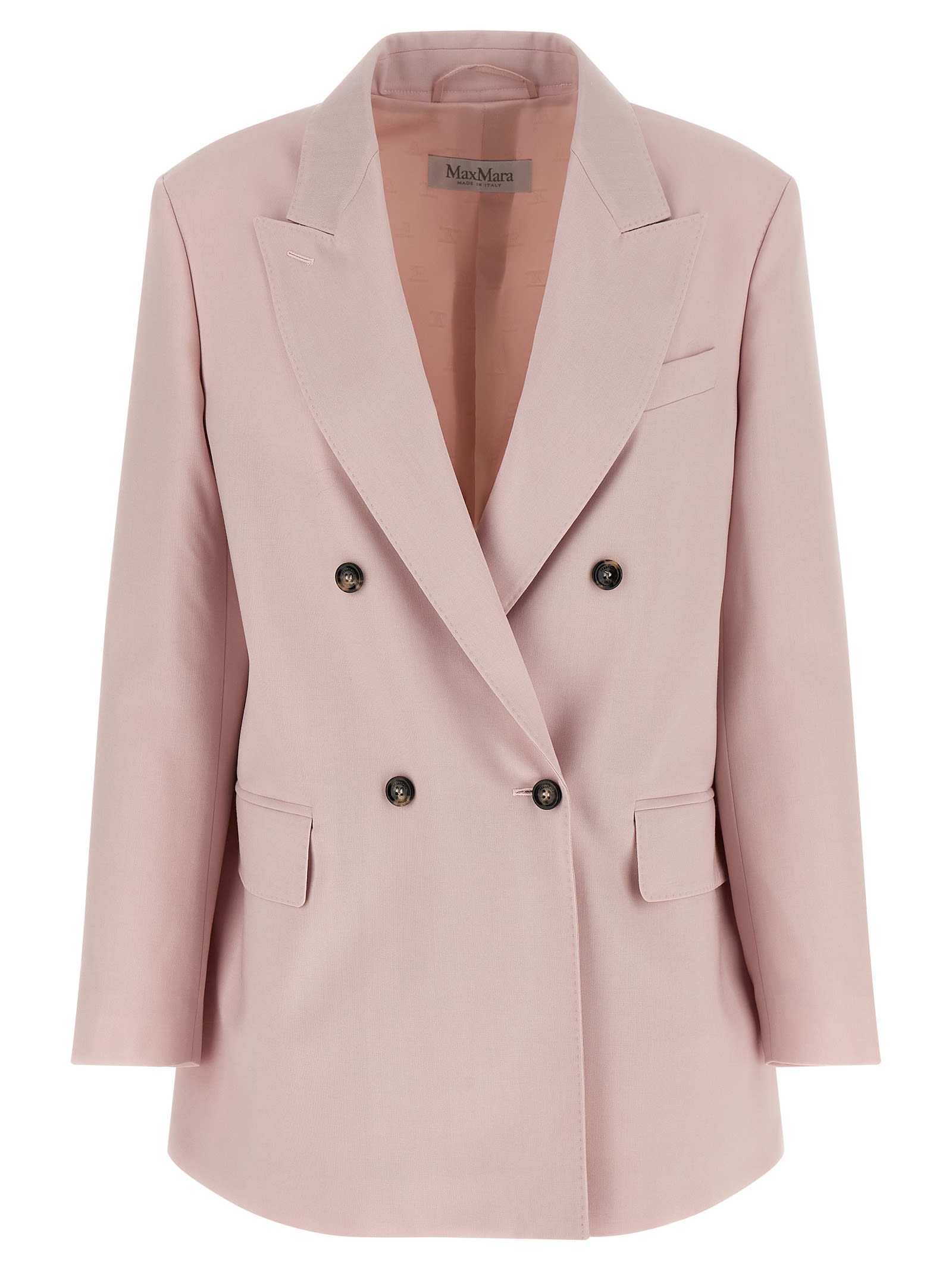 Max Mara Ombrosa Double Breasted Wool Blazer Jackets Rose In Purple