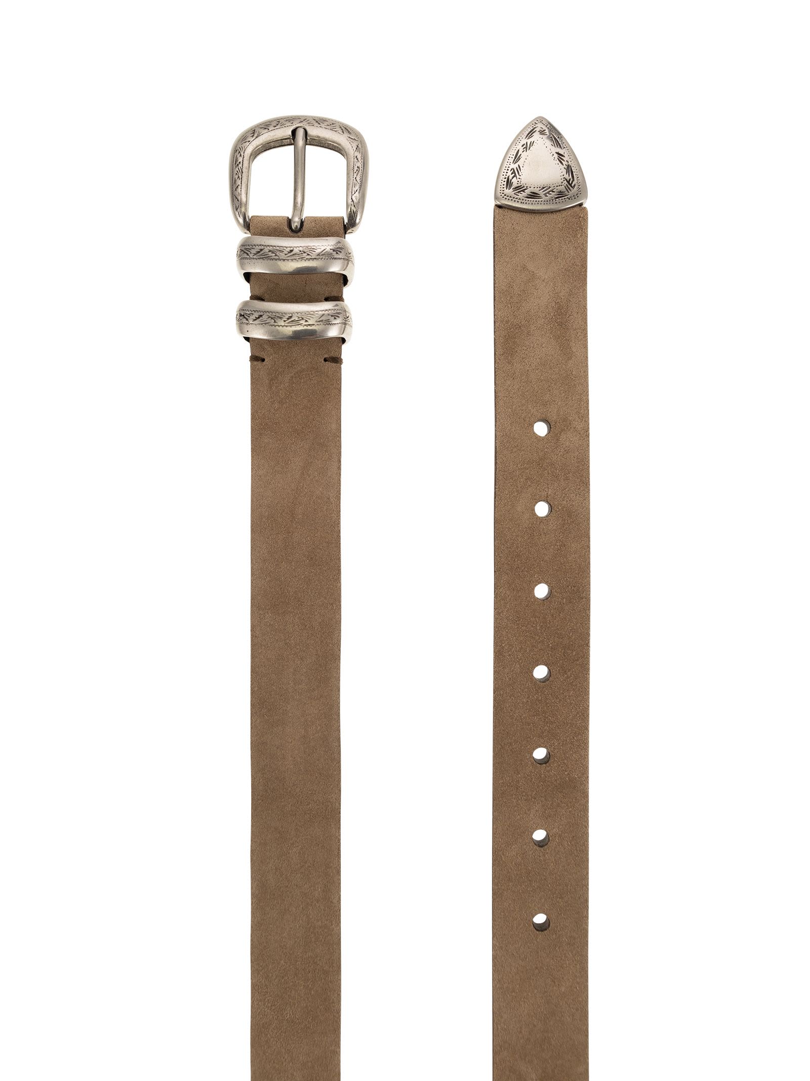 Shop Brunello Cucinelli Reverse Calfskin Belt With Machined Buckle And Toecap In Beige