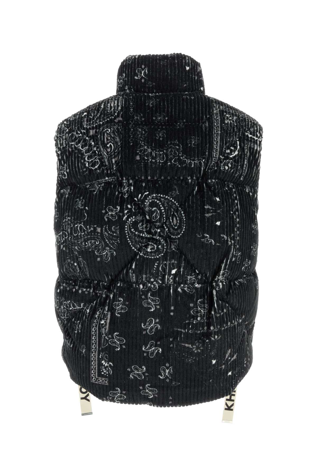 Shop Khrisjoy Printed Corduroy Oversize Sleeveless Down Jacket In Black