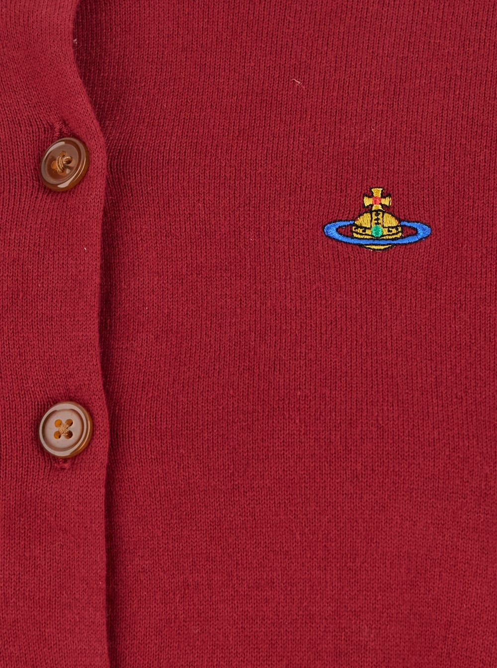 Shop Vivienne Westwood Bea Bordeaux Cardigan With Orb Embroidery And Branded Button In Cotton And Cashmere Woman