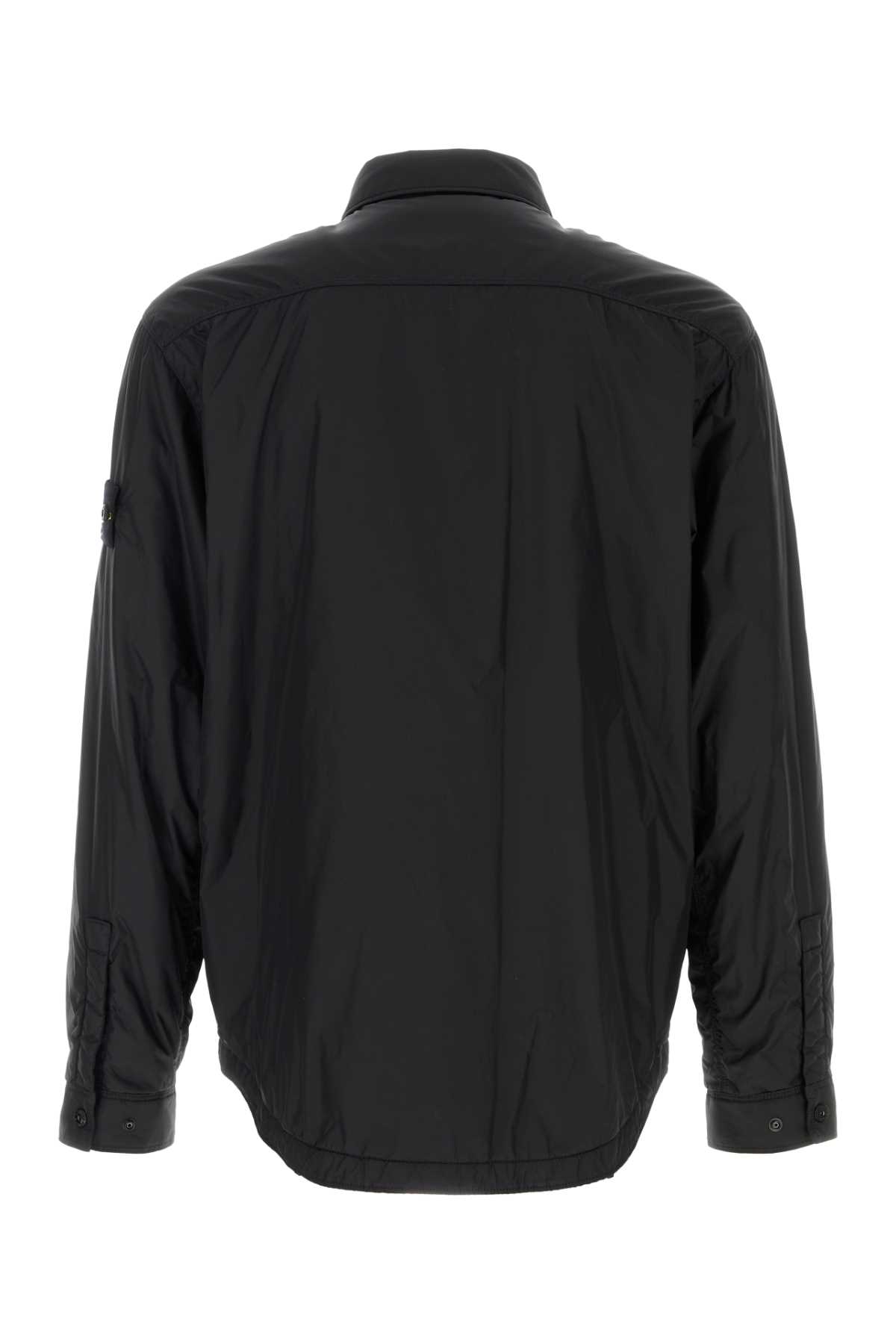 Stone Island Black Garment-dyed Insulated Jacket In Black