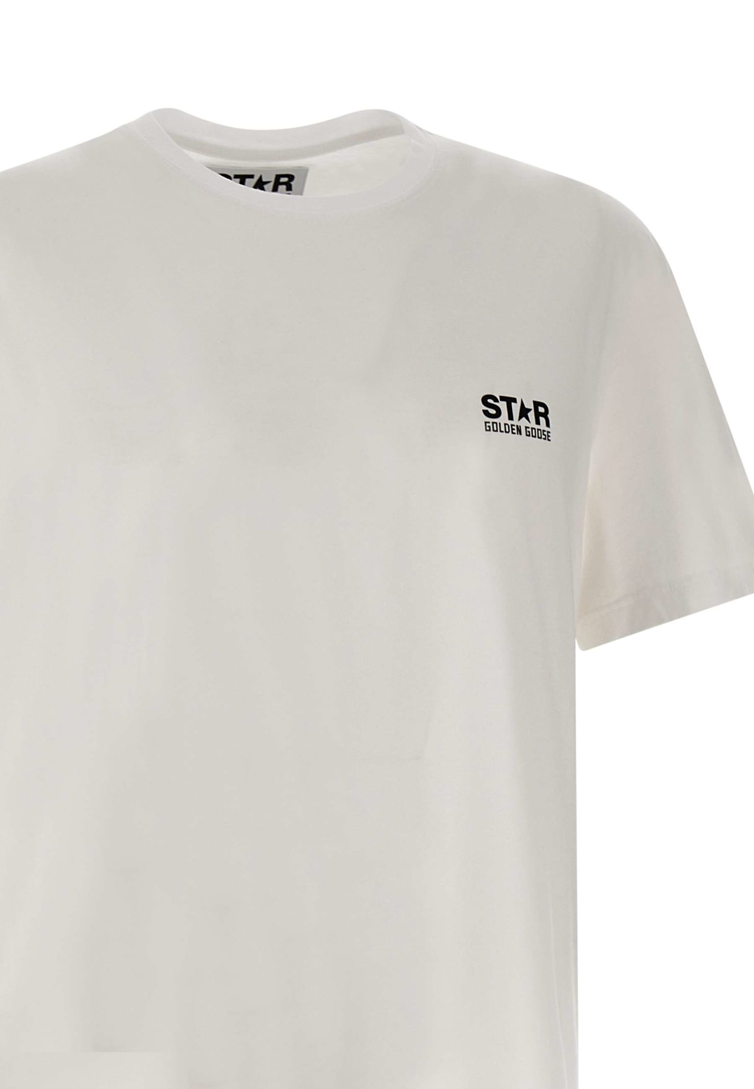 Golden Goose Logo Print Cotton T-shirt In White