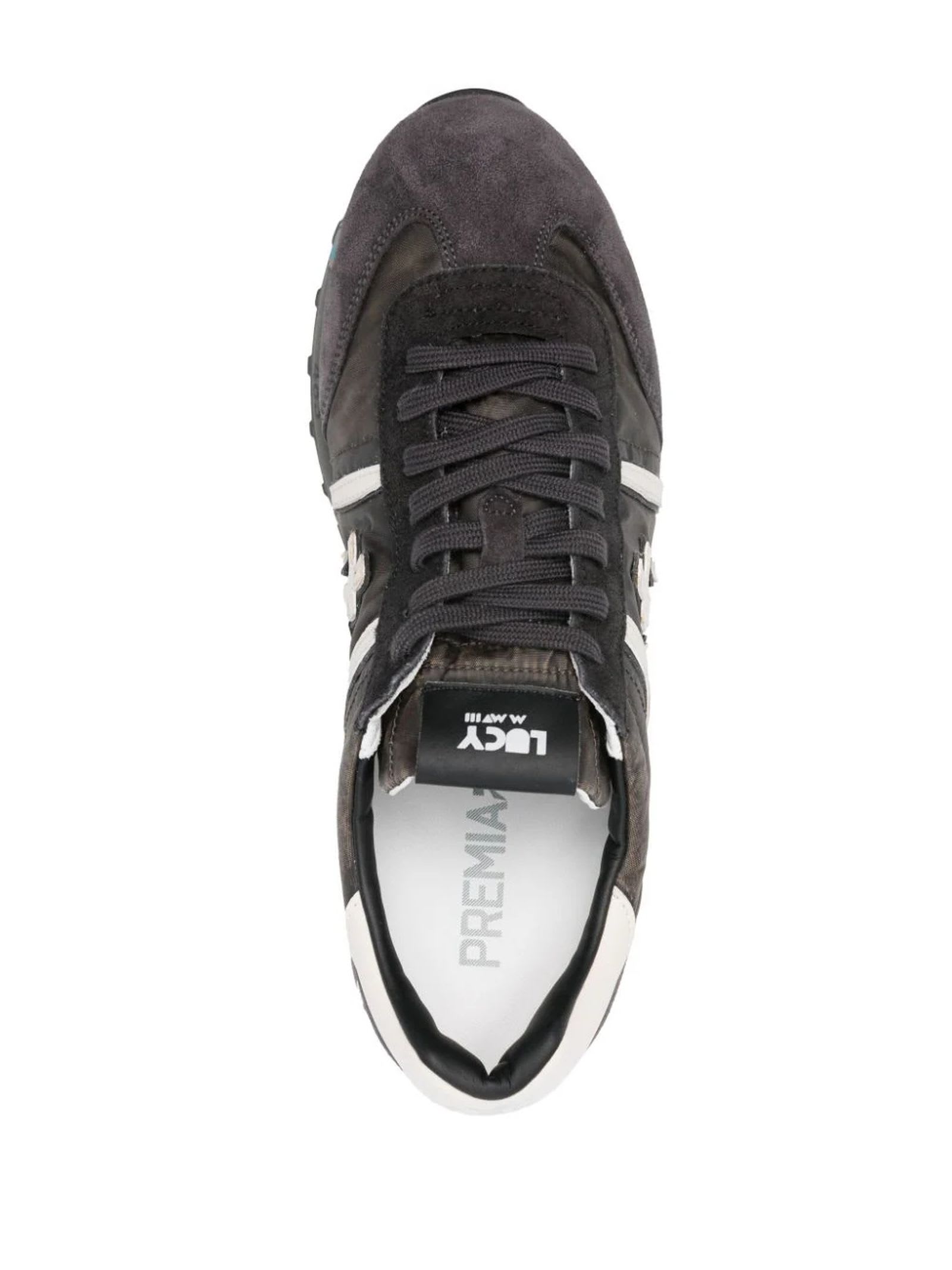 Shop Premiata Grey Suede Lucy Sneakers