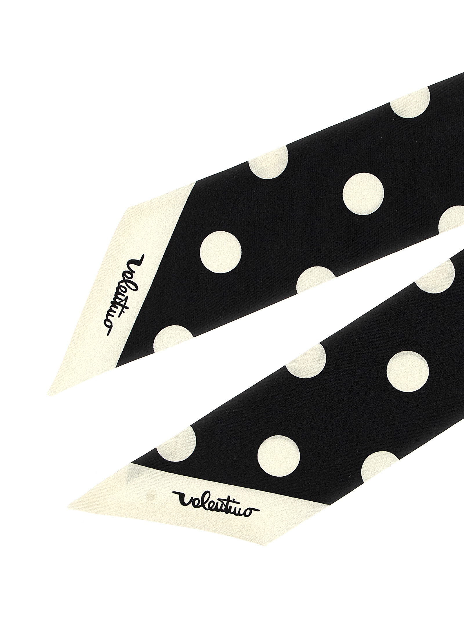 Valentino Slim Polka Dot Scarf With Contrast Edging In Black