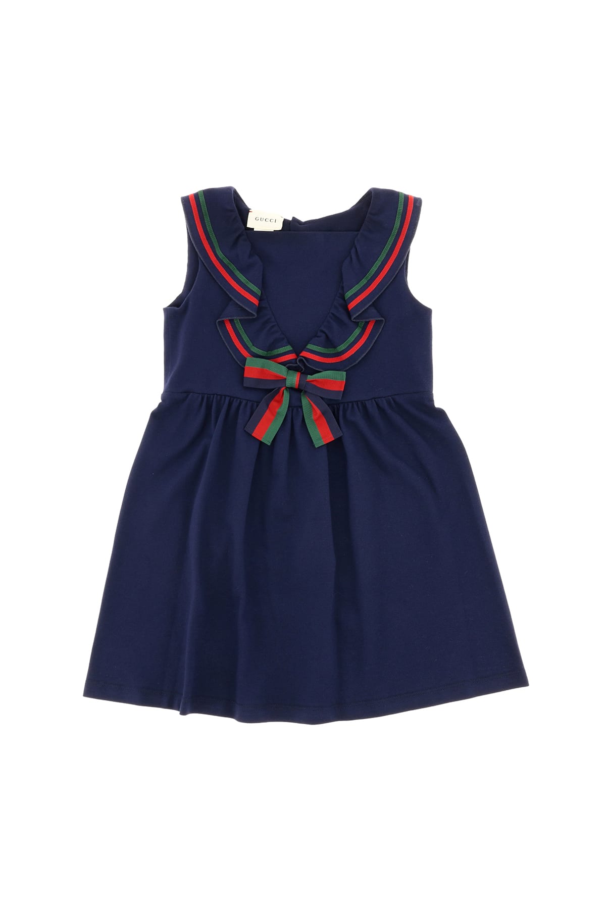 GUCCI CHILDRENS COTTON PIIQUET DRESS WITH BOW,11259615