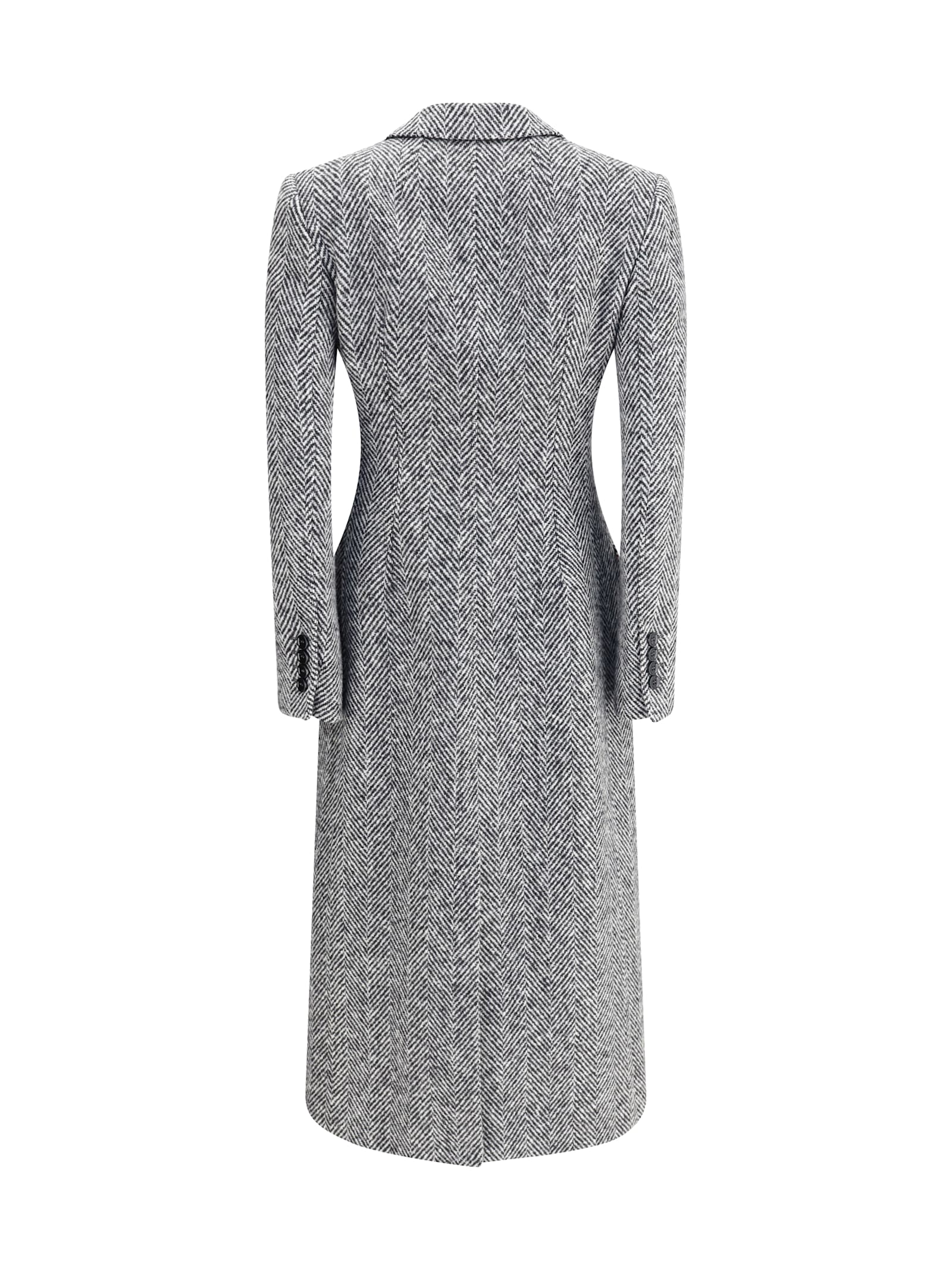 Dolce & Gabbana Women Single-breasted Chevron Coat In Gray