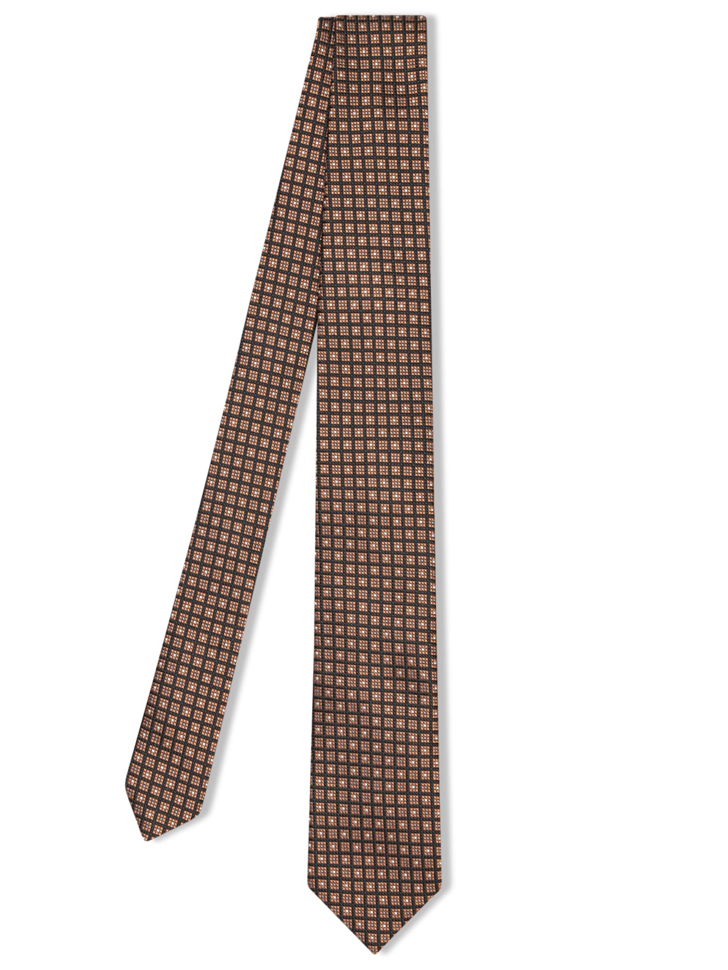 Shop Zegna 8cm Brown Silk Tie In Beige