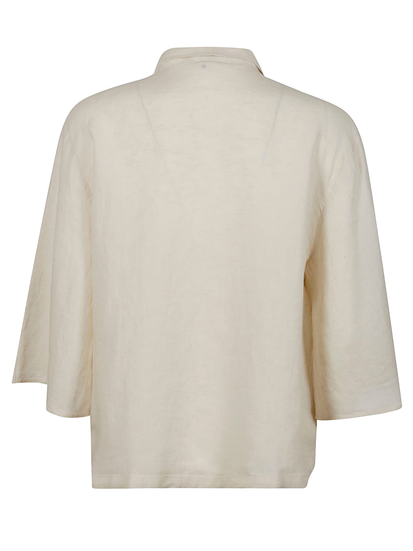 Glanshirt Relaxed Fit Linen Top With Unique Tie Detail In White