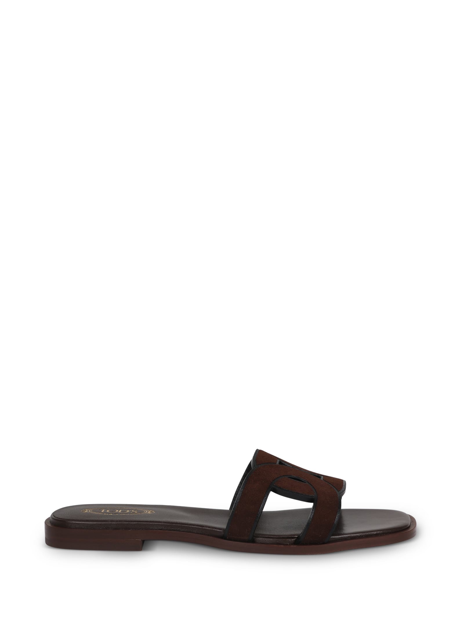 TOD'S TODS ICONIC CHAIN DETAIL SUEDE SANDALS