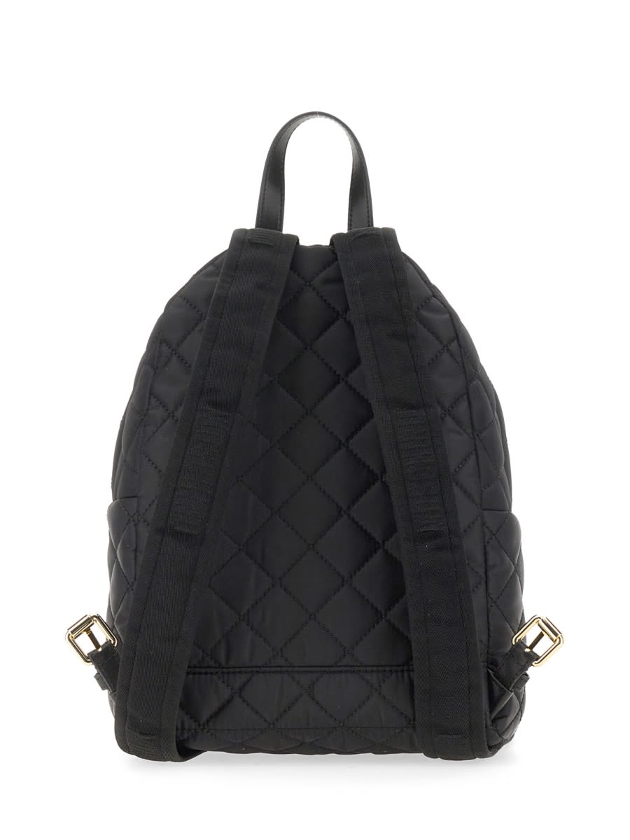 Shop Moschino Quilted Nylon Backpack In Black