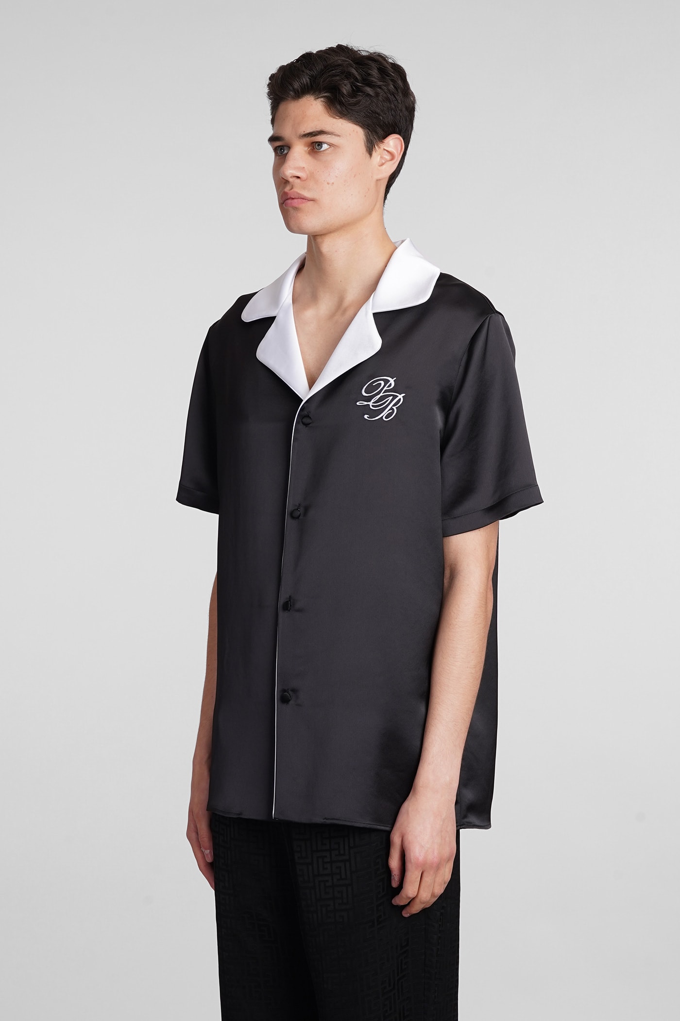 Shop Balmain Shirt In Black Polyester