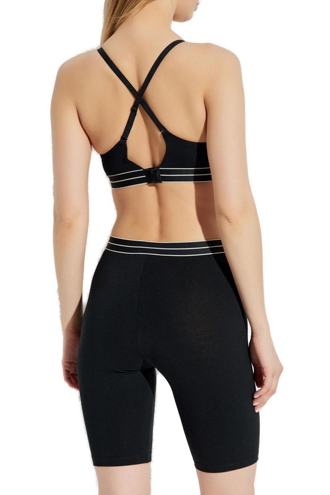 Emporio Armani Asv Organic-cotton Biker Shorts With Logo Waistband In Black