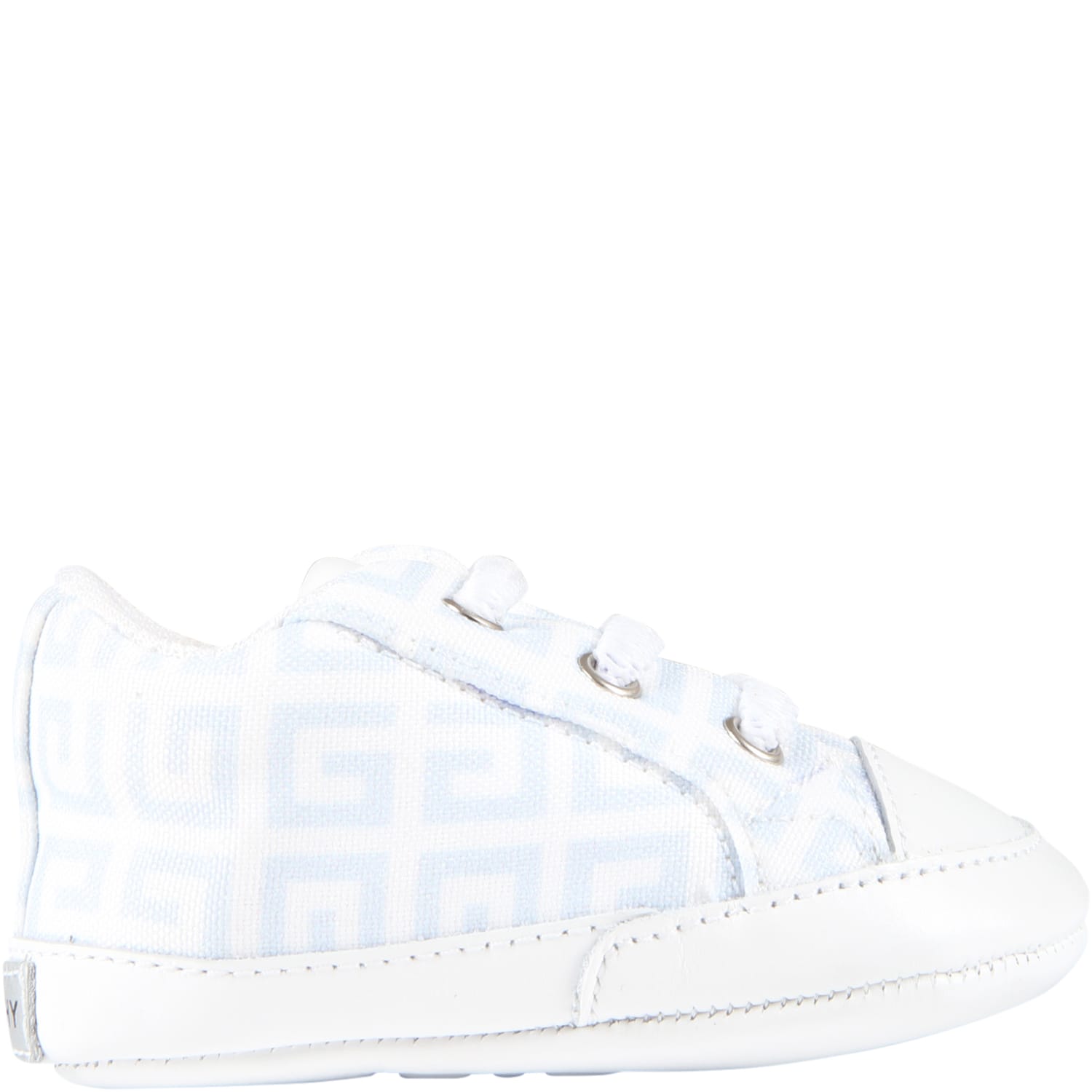 Givenchy White Sneakers For Baby Boy With Light Blue Logo
