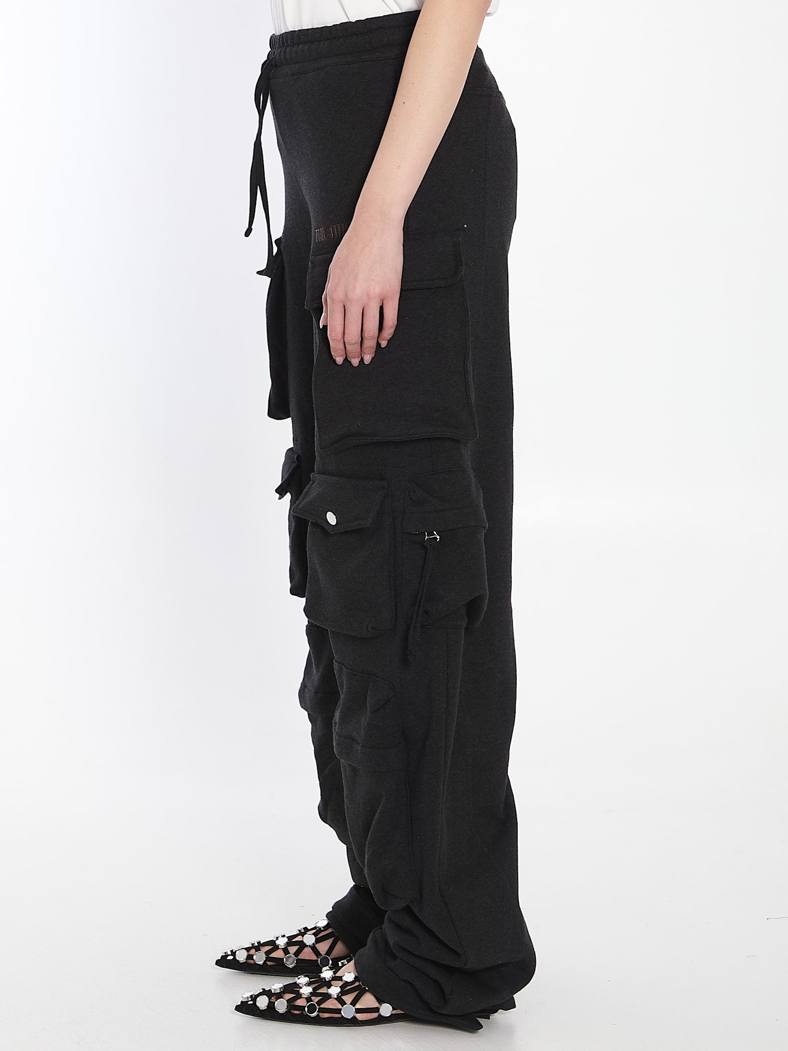 Attico Fern Low-rise Cargo Pants In Grey