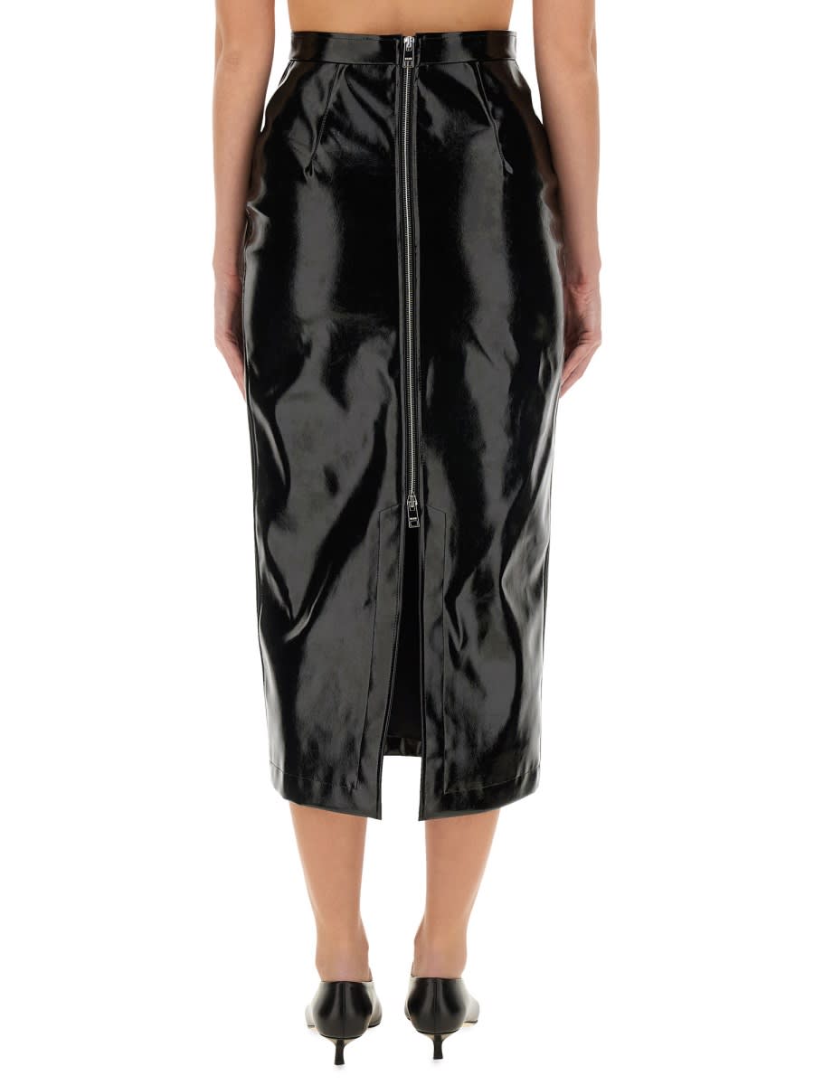 Shop Msgm Patent Leather Midi Skirt In Black