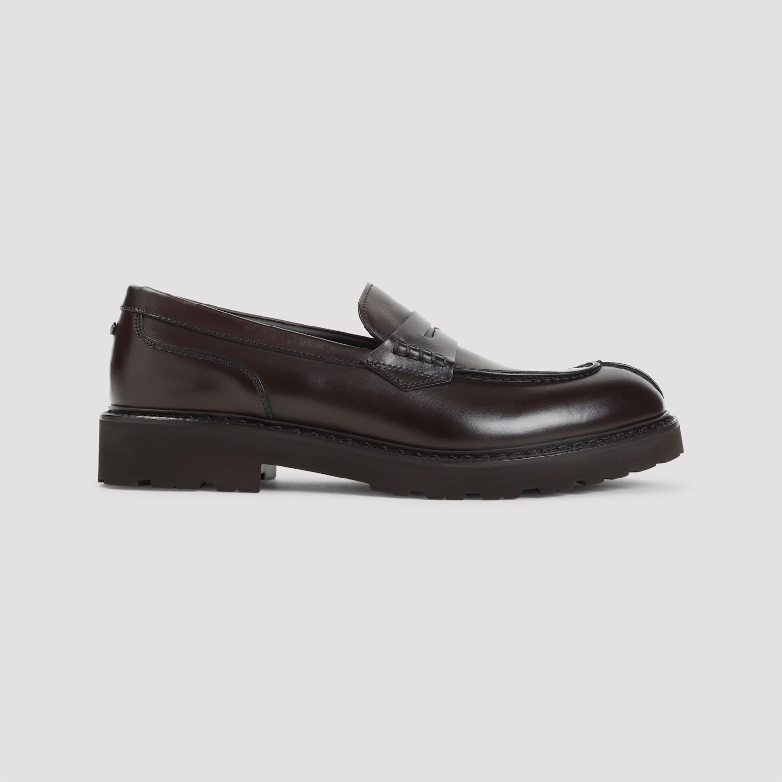 Canali Brown Leather College With Pennypack And Eva Sole Loafers In Brown