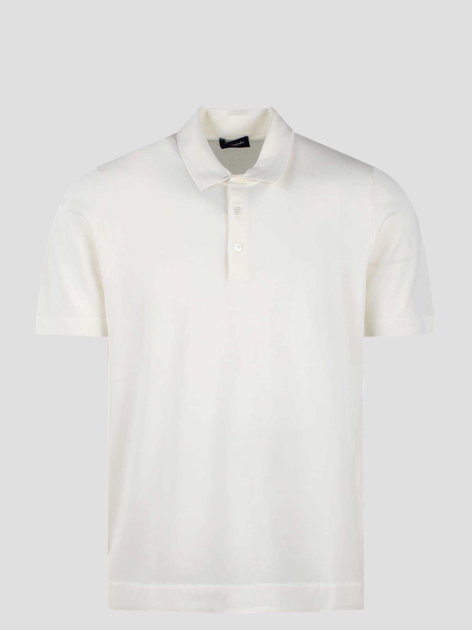Shop Drumohr Cotton Knit Polo Shirt In Panna